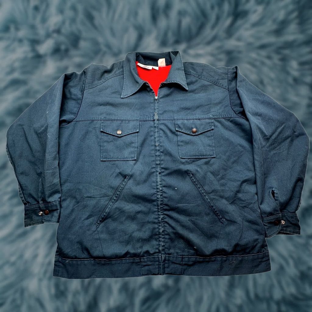 Dickies VINTAGE Dickies Eisenhower Mechanics Fleece Lined Work Jacket Mens 46 XL Blue Full Zip Streetwear 80s Mens Size US S / EU 44-46 / 1 - 1 Thumbnail