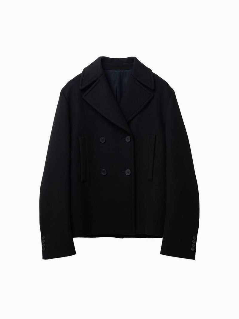 o1srvl11e0226 Wool Felt Peacoat In Black