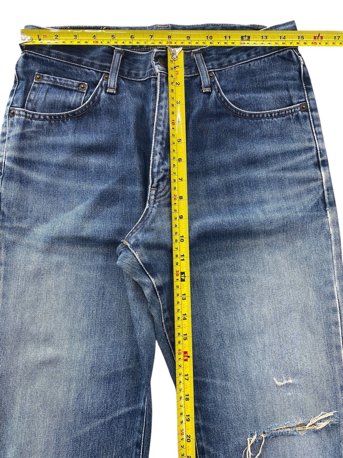 Edwin Edwin Faded Blue Wash Ripped Style Straight Leg Jeans Size US 30 / EU 46 - 6 Thumbnail