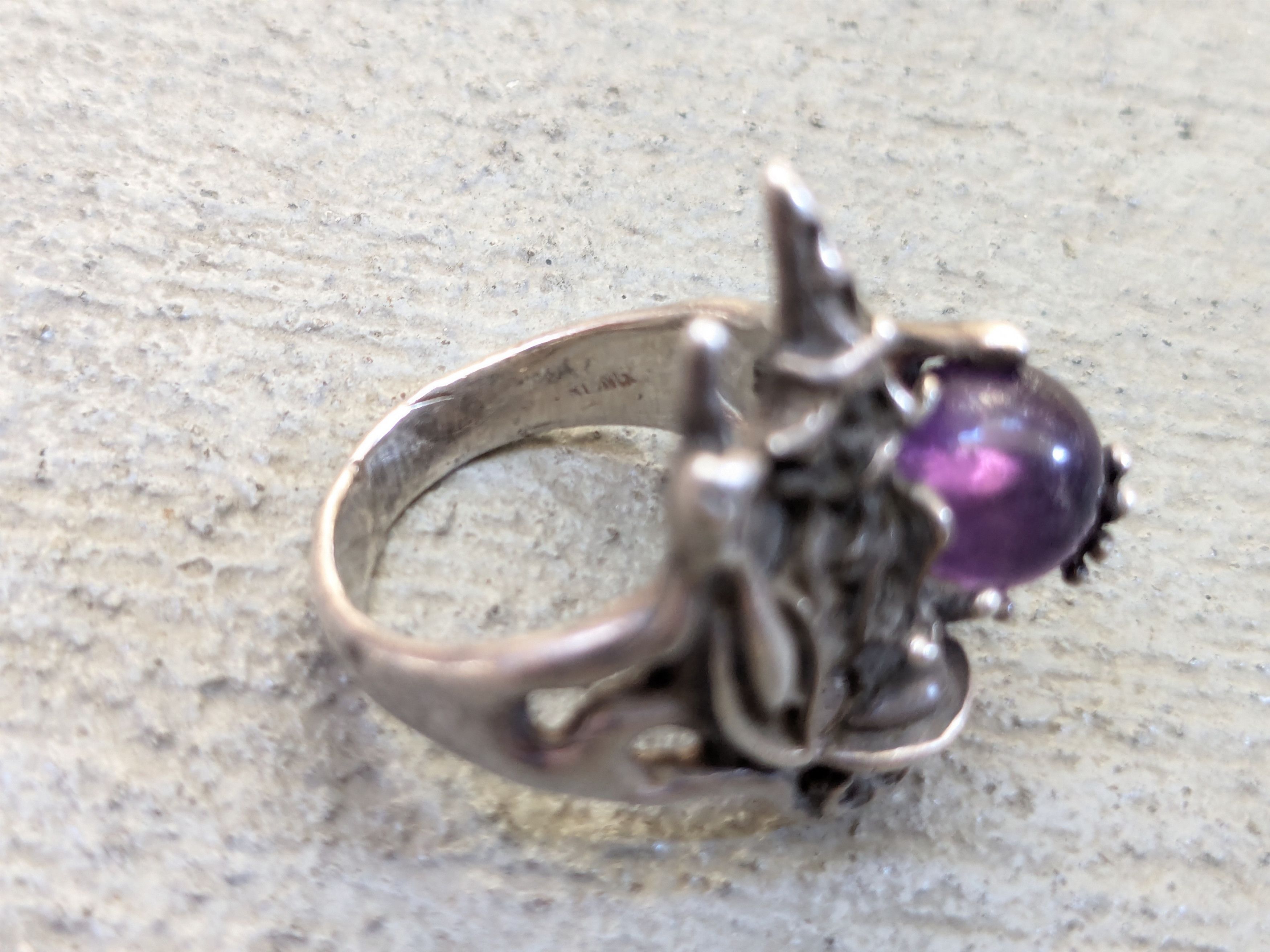 Jewelry × Sterling Silver Sterling Silver Ring Wizard Purple Amethyst Orb Sphere 5.75 Size ONE SIZE - 10 Thumbnail