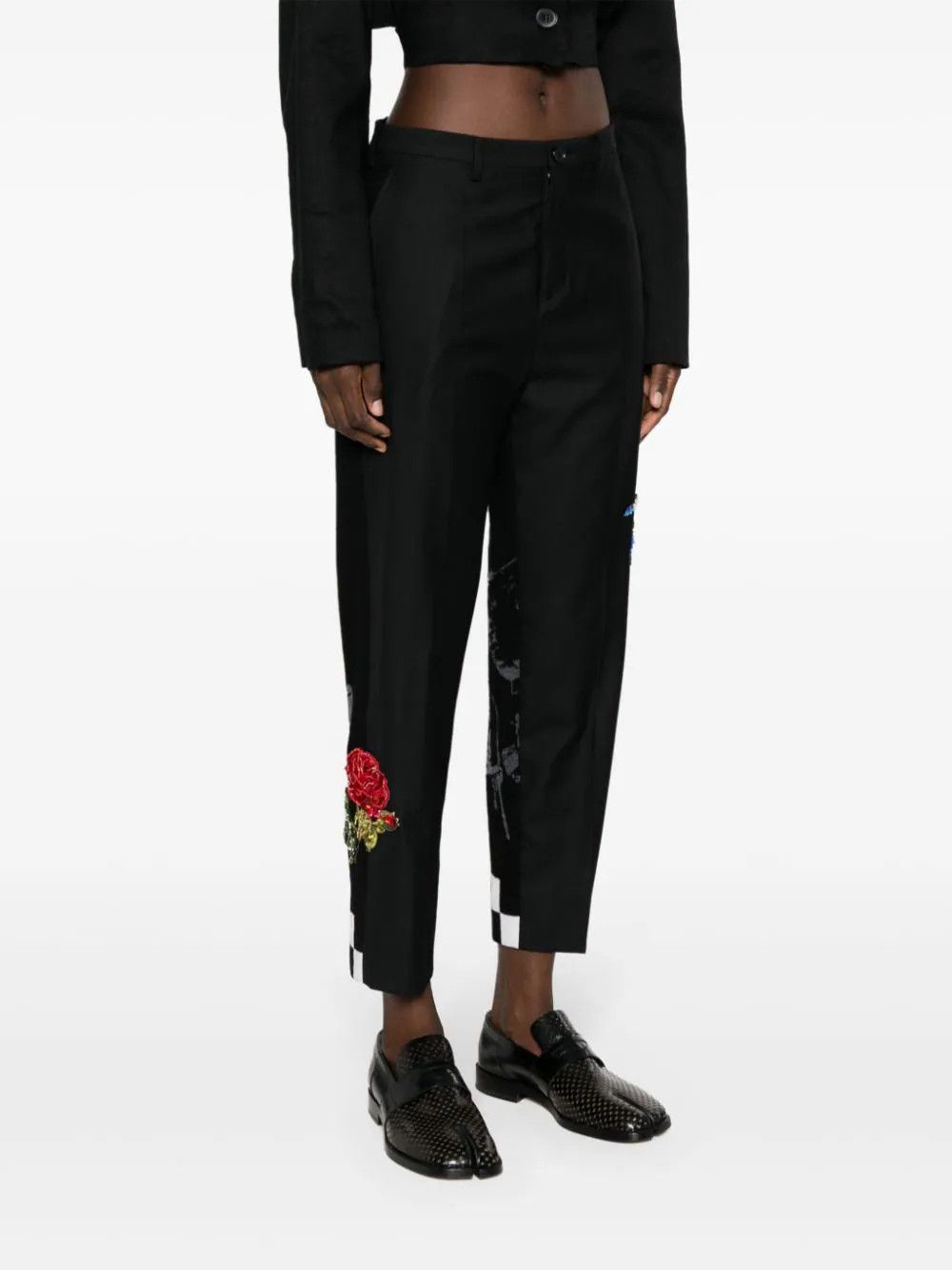 Undercover o1mle0824 Embrodiered Mid-Rise Trousers in Black Size 26" / US 2 / IT 38 - 3 Thumbnail