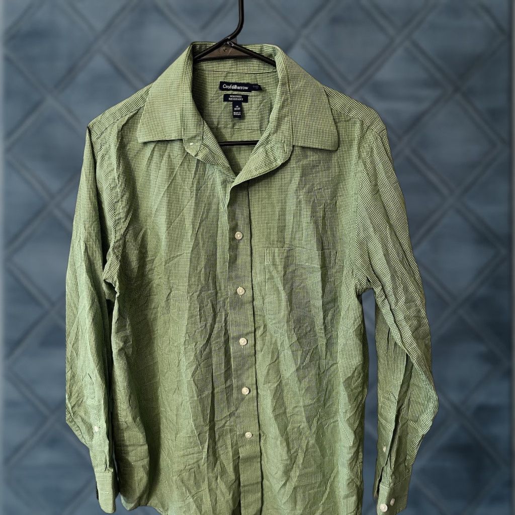 Croft & Barrow CROFT & BARROW Plaid Button-Up Shirt Men’s 15 Green Long Sleeve Collared Casual Regular Fit Size US M / EU 48-50 / 2 - 1 Thumbnail