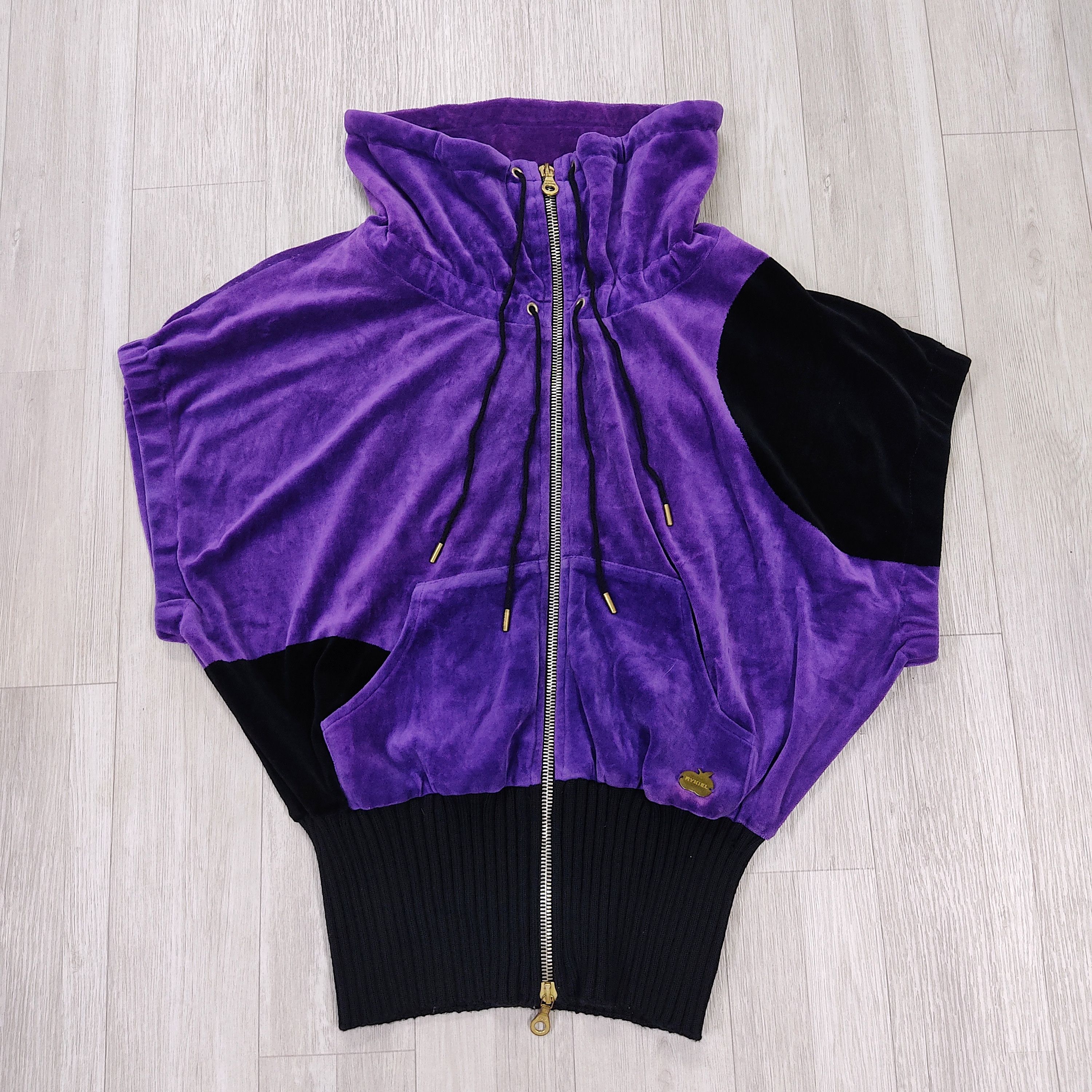 Sonia Rykiel Vtg "Karma Body & Soul" Dolman Short Sleeve Velour Jacket Size M / US 6-8 / IT 42-44 - 3 Thumbnail
