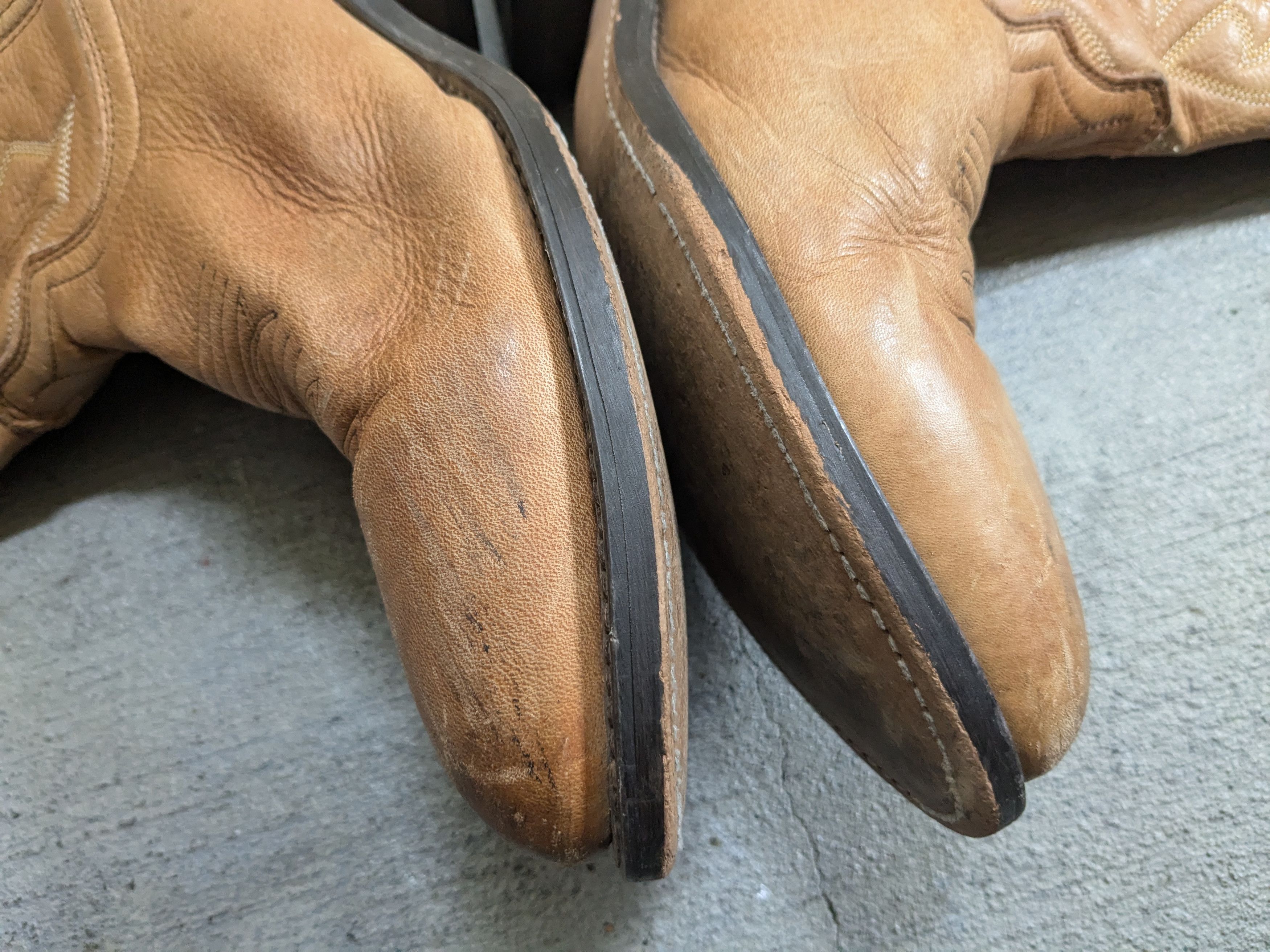 Genuine Leather Cowboy Boots 11 Wide Tan Brown Leather Western Size US 11 / EU 44 - 10 Thumbnail