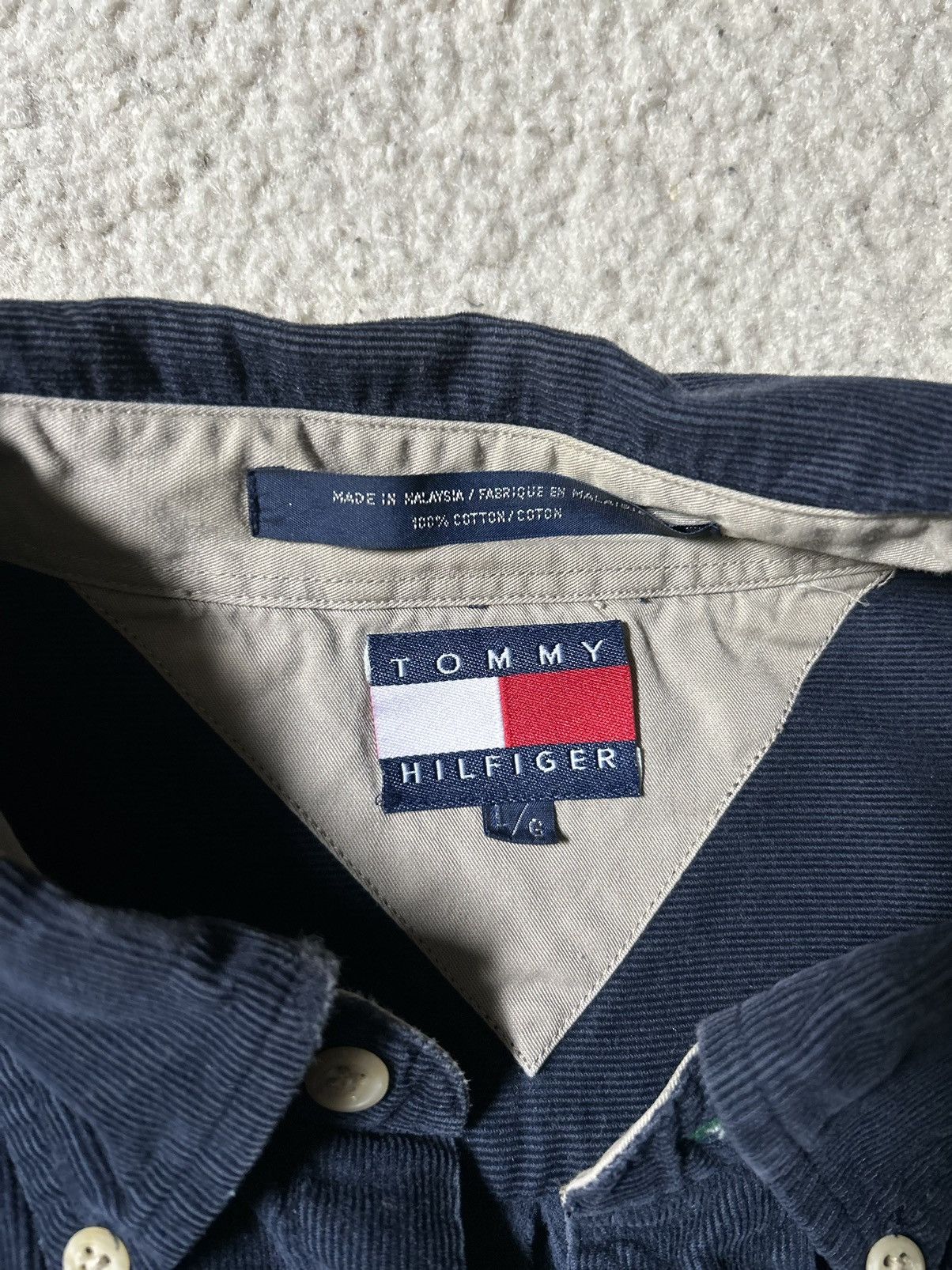 Tommy Hilfiger × Vintage Tommy Hilfiger corduroy button up navy vintage Size US L / EU 52-54 / 3 - 3 Thumbnail