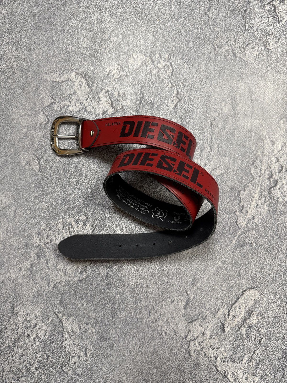 Y2K Diesel Belt Leather Metal Logo Japan Style Crazy