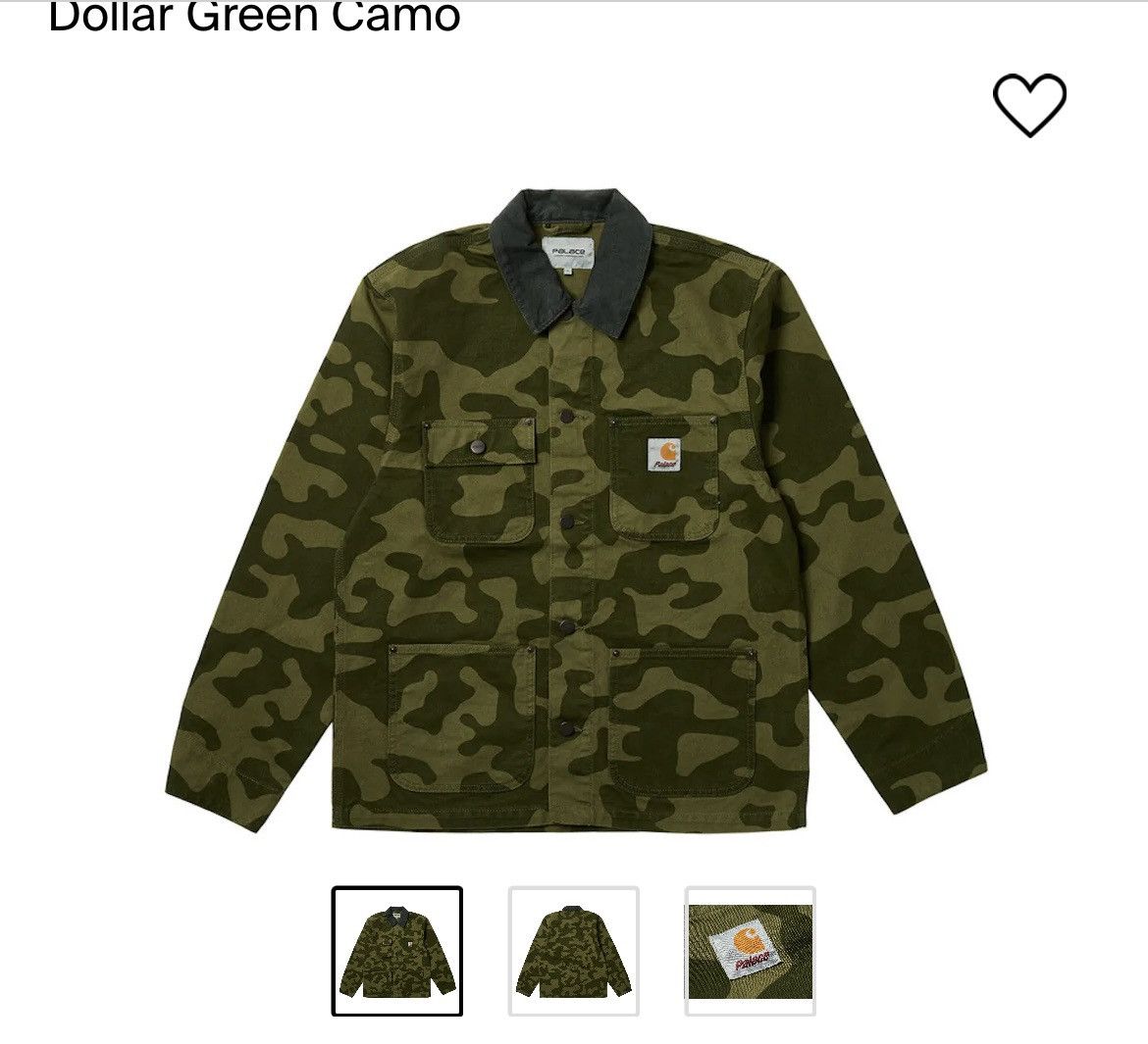 image of Palace Cathartt Wip Michigan Coat Jacket in Camo, Men's (Size Large)