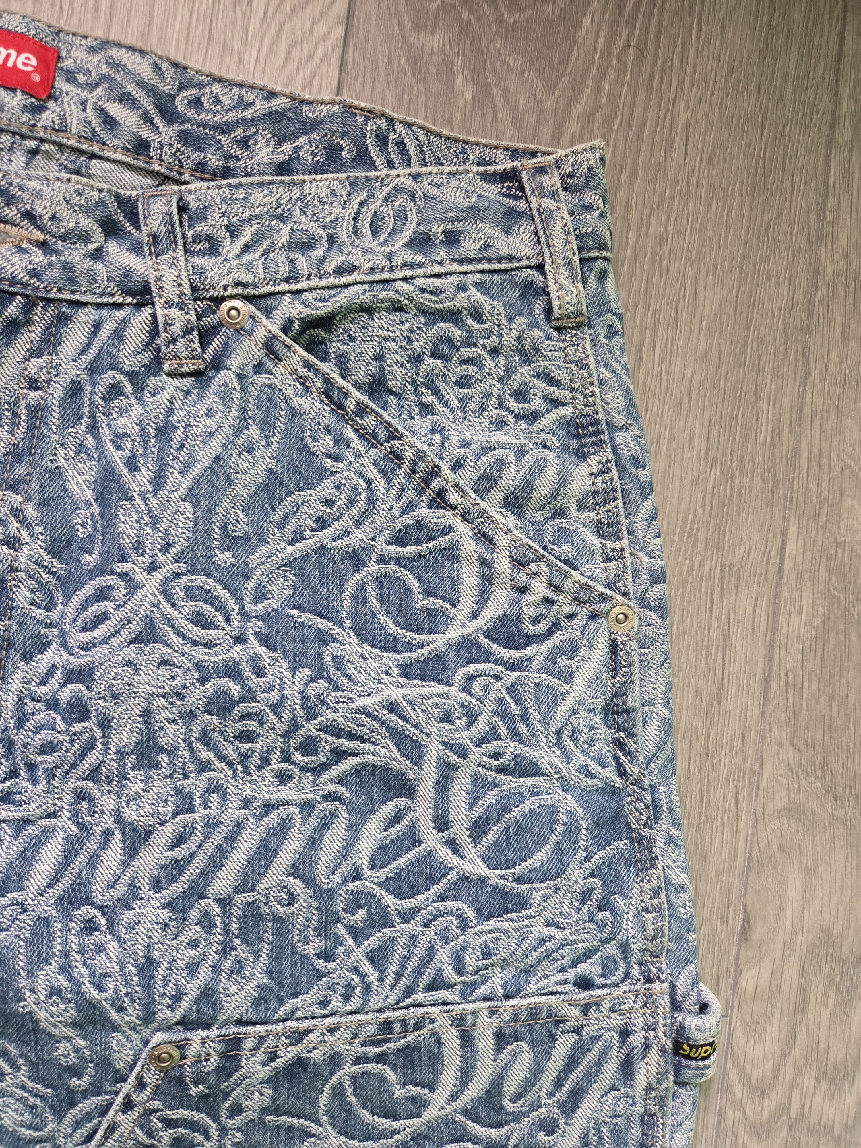 Supreme Supreme FW22 Script Jacquard Double Knee Denim Painter Pant Size US 34 / EU 50 - 3 Thumbnail