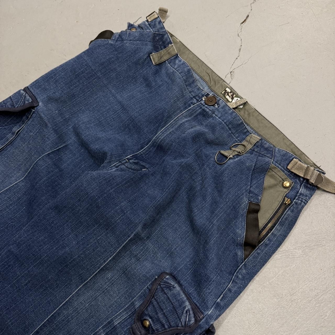 Vintage Y2K Raw Blue Baggy Cargo Jeans Military Style 42 x 31 Size US 42 / EU 58 - 4 Thumbnail
