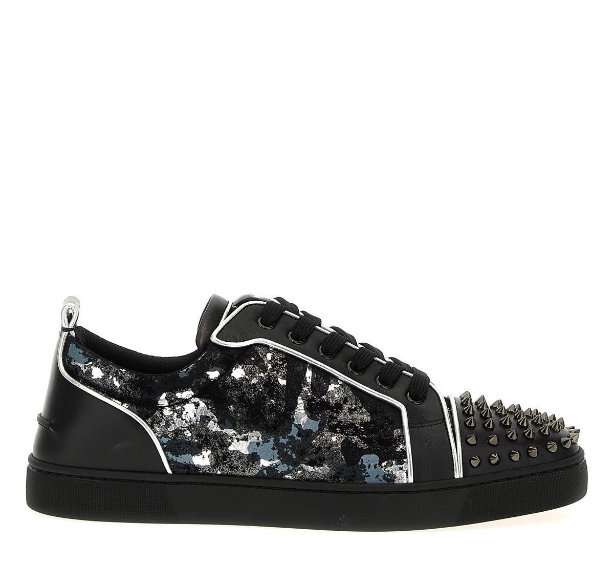 image of Christian Louboutin Louis Junior Spikes Leather Sneakers Size 42.5 in Black, Men's