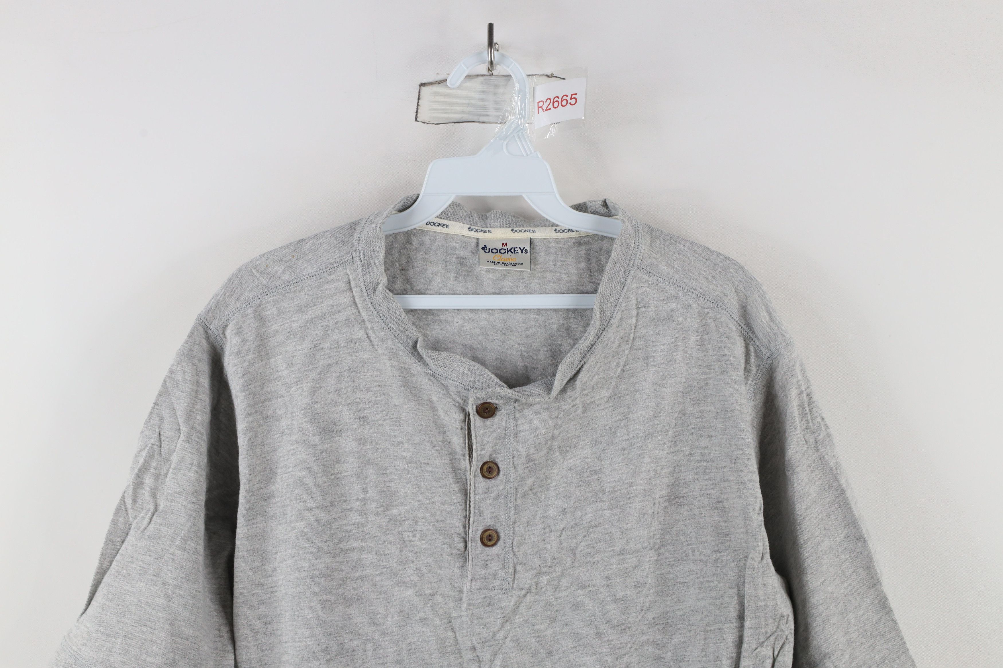Vintage Vintage 90s Streetwear Blank Henley T-Shirt Gray Cotton Size US M / EU 48-50 / 2 - 2 Thumbnail