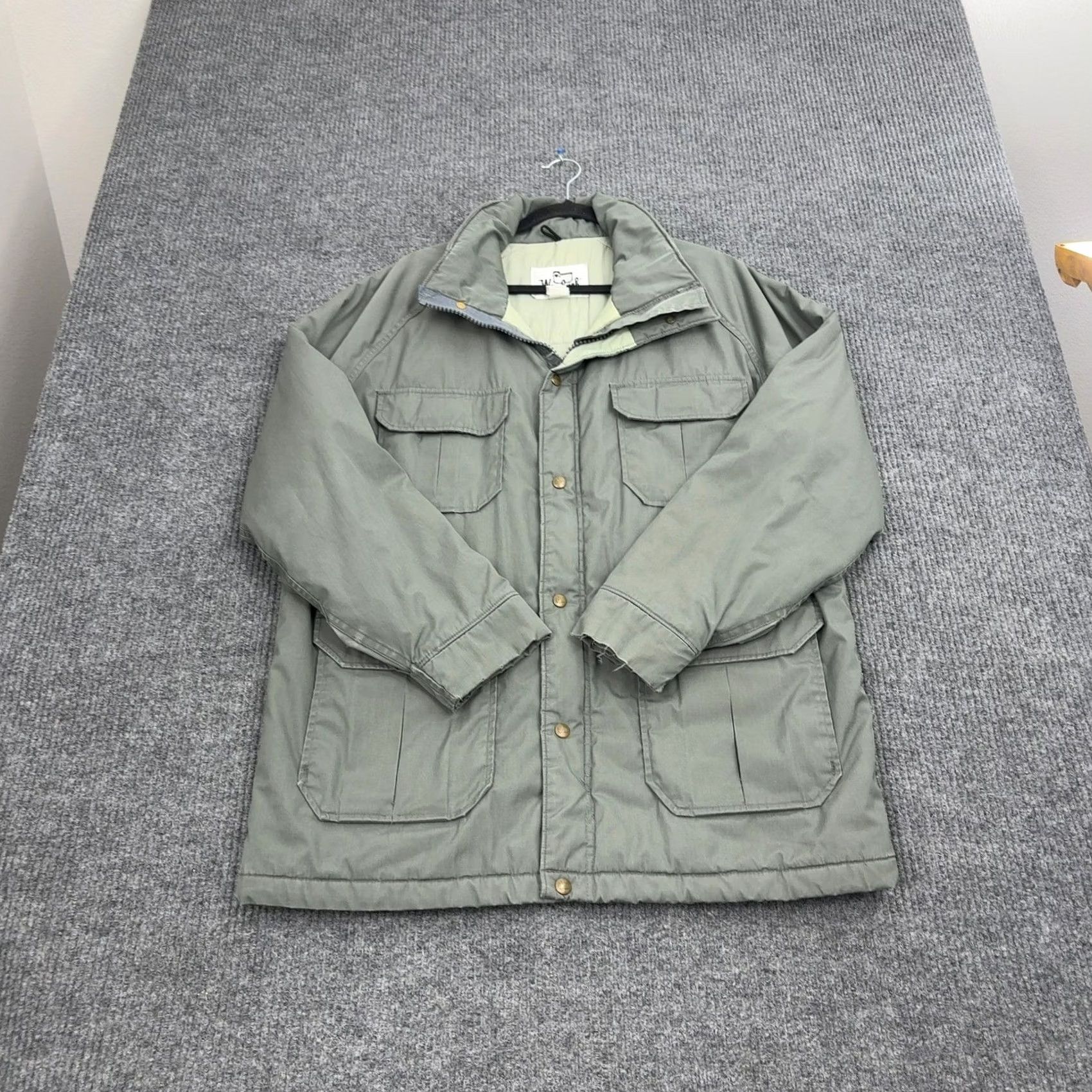 Vintage VINTAGE Woolrich Field Jacket Mens XL Green Utility Four Pocket Coat Gorpcore Size US XL / EU 56 / 4 - 4 Thumbnail