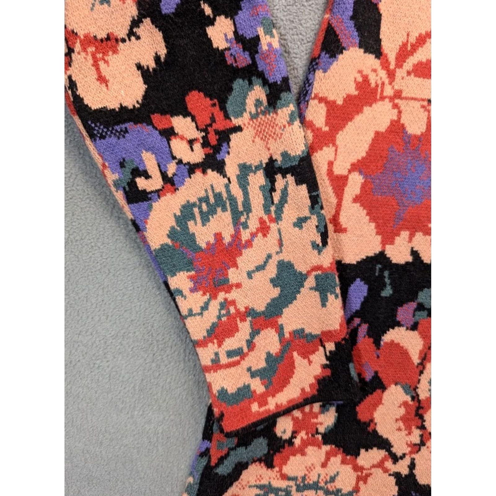 Zara ZARA Jacquard Knit Tunic Sweater Short Dress Long Sleeve Floral Print L Womens Multicolor Size L / US 10 / IT 46 - 6 Thumbnail