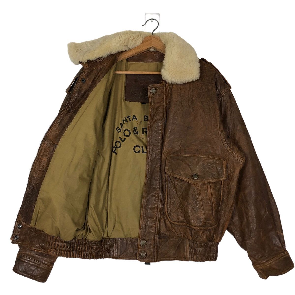 Genuine Leather 🔥80’s Vintage Bomber Leather Jacket Santa Barbara Polo Club Size US L / EU 52-54 / 3 - 9 Thumbnail