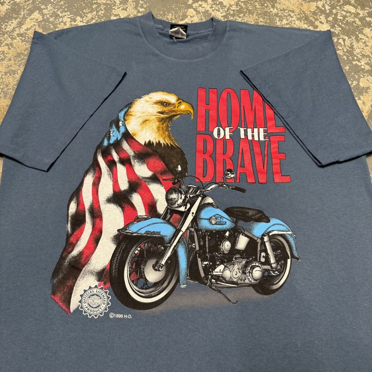 Vintage Vintage Harley Davidson Home Of The Brave Eagle Tshirt Size US XL / EU 56 / 4 - 3 Thumbnail