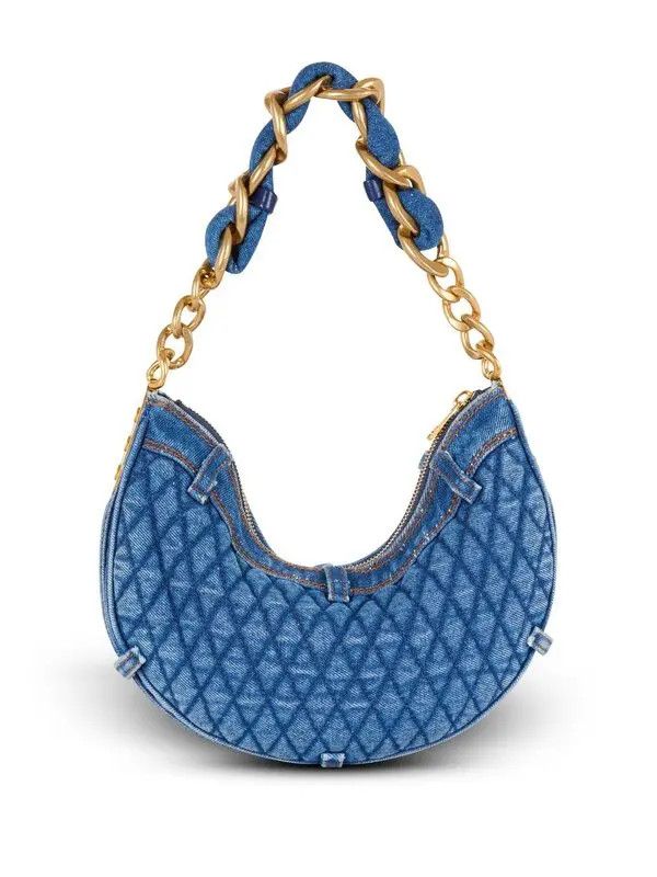 Balmain o1s1wg111225 Size:OS/1945 Soft Moon Shoulder Bag in Blue Size ONE SIZE - 2 Thumbnail