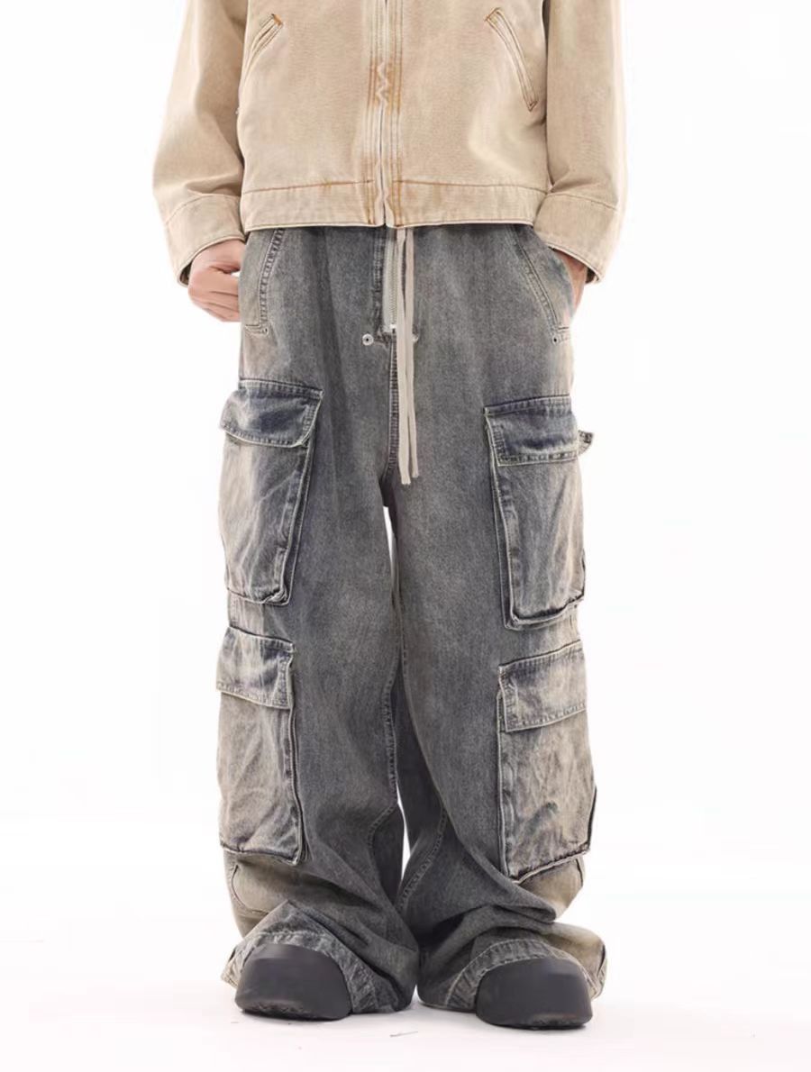 Japanese Brand × Jean Street skater hip hop wide leg baggy jeans Size US 33 - 1 Thumbnail