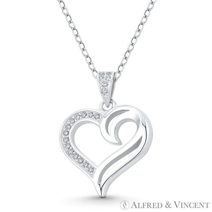 Other Heart CZ Crystal Accent Pendant in .925 Sterling Silver Size ONE SIZE - 1 Preview