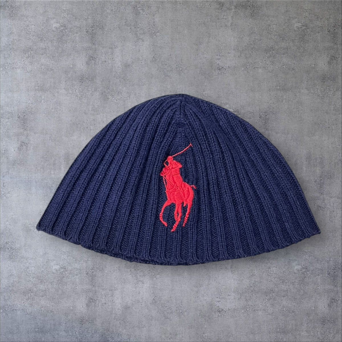 Polo Ralph Lauren 🔥Vintage 90’s Polo Ralph Lauren Big Red Pony Navy Beanie Size ONE SIZE - 5 Thumbnail