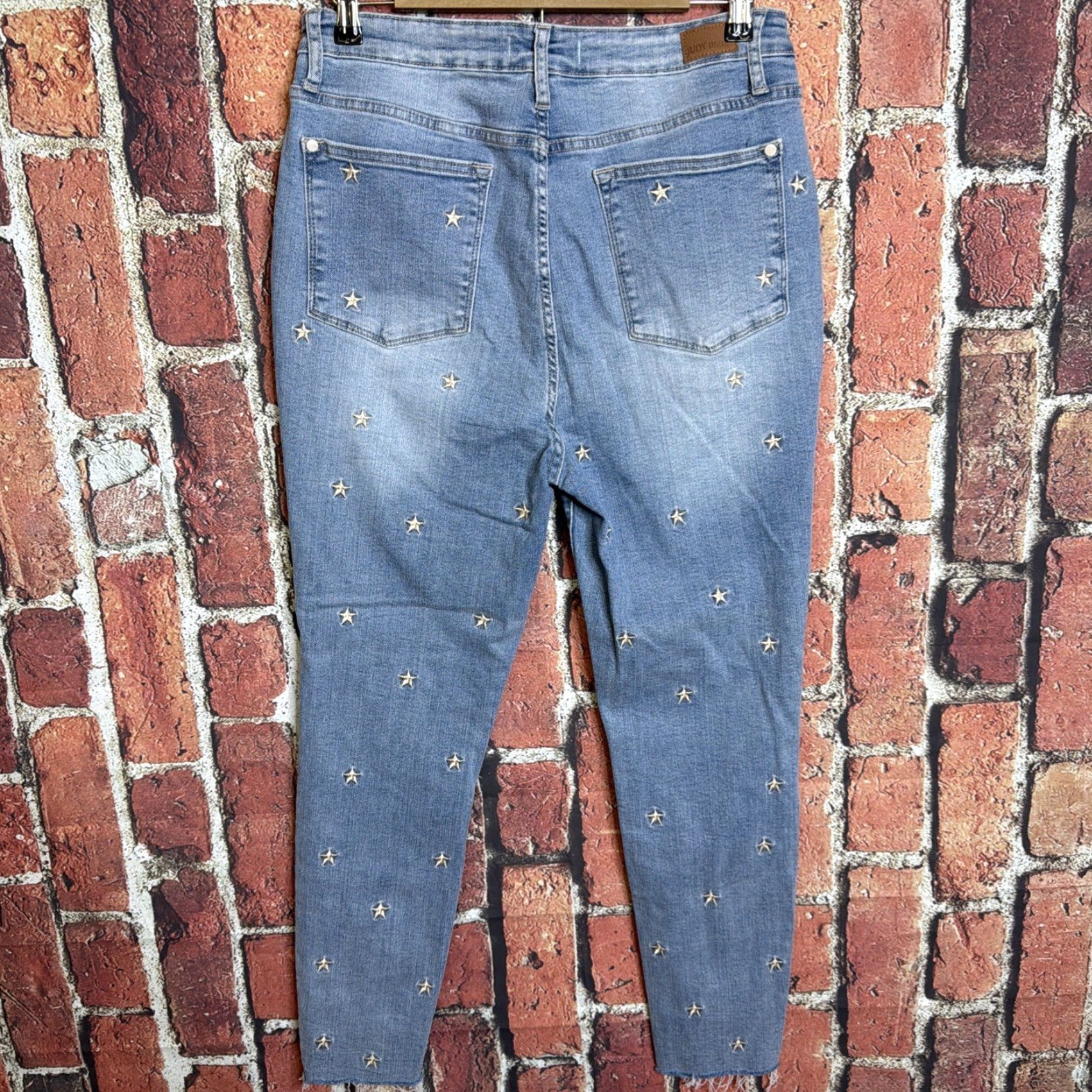 Denime Judy Blue Jeans Skinny High-Rise Star Embroidered Denim 32 Regular Women's Blue Star Pattern 88264 Size 28" / US 6 / IT 42 - 4 Thumbnail