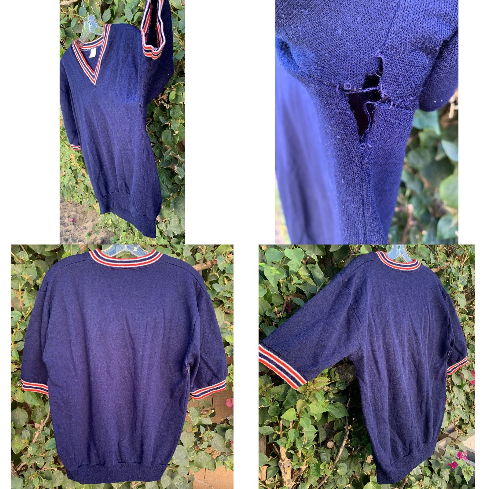 Vintage VINTAGE Short Sleeve Sweatshirt V-Neck Shirt Men M Blue Pullover Fleece Acrylic JCPenney Fashion rights? Size US M / EU 48-50 / 2 - 8 Thumbnail