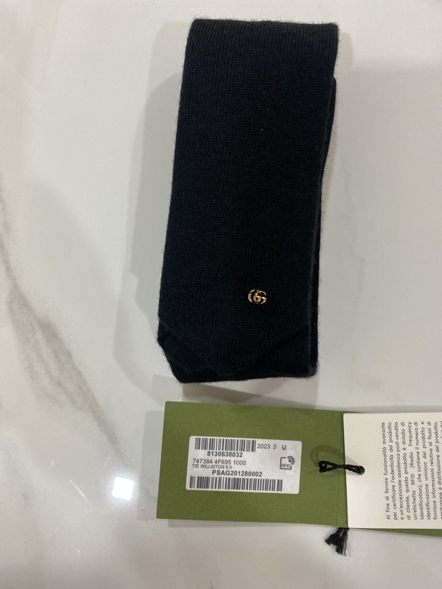 Gucci GUCCI LANA WOOL KNOT BLACK TIE GOLD GG DETAIL Size ONE SIZE - 2 Thumbnail