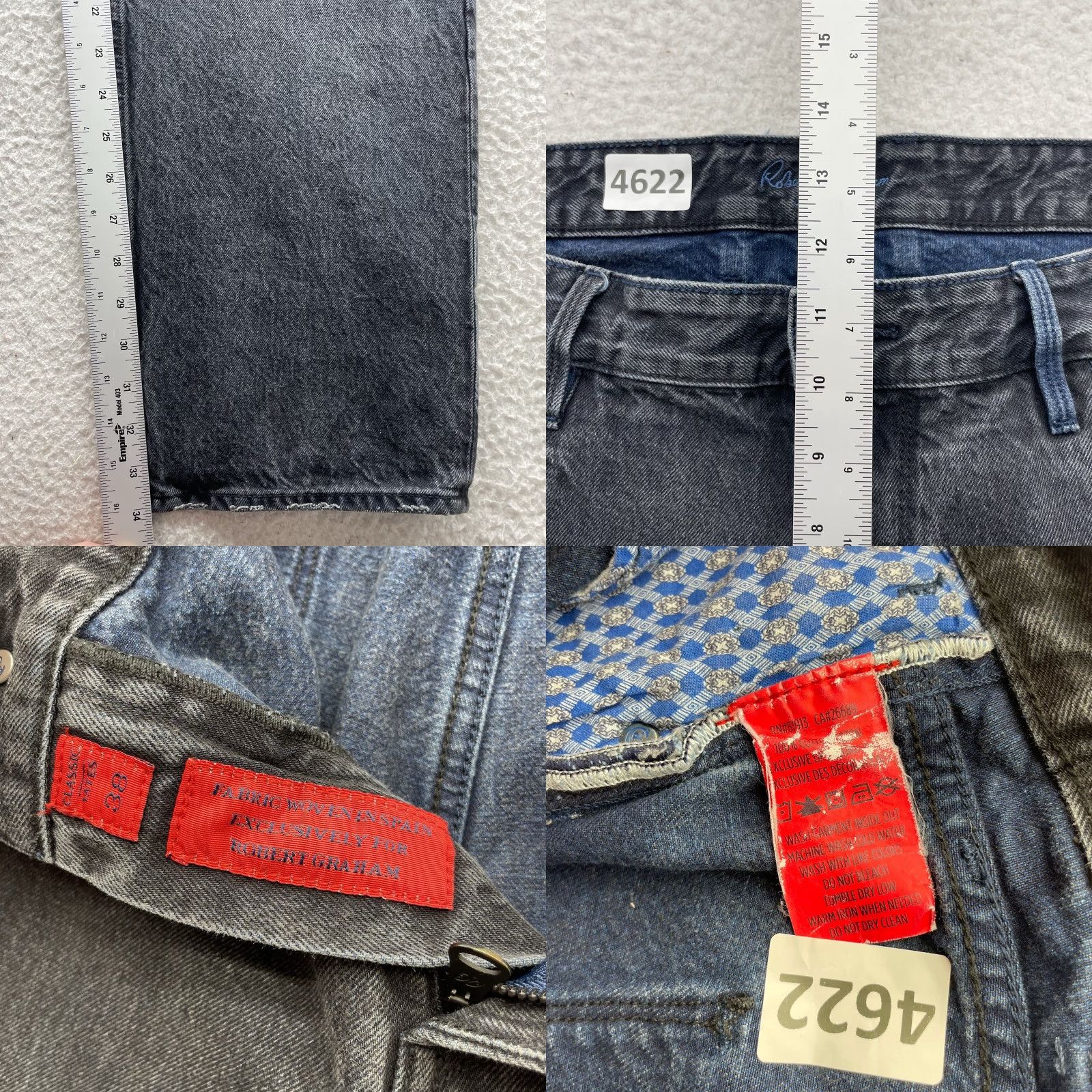 Robert Graham Robert Graham Jeans Mens 39x34 Dark Gray Straight Leg Designer Casual Jeans Size US 39 - 9 Thumbnail