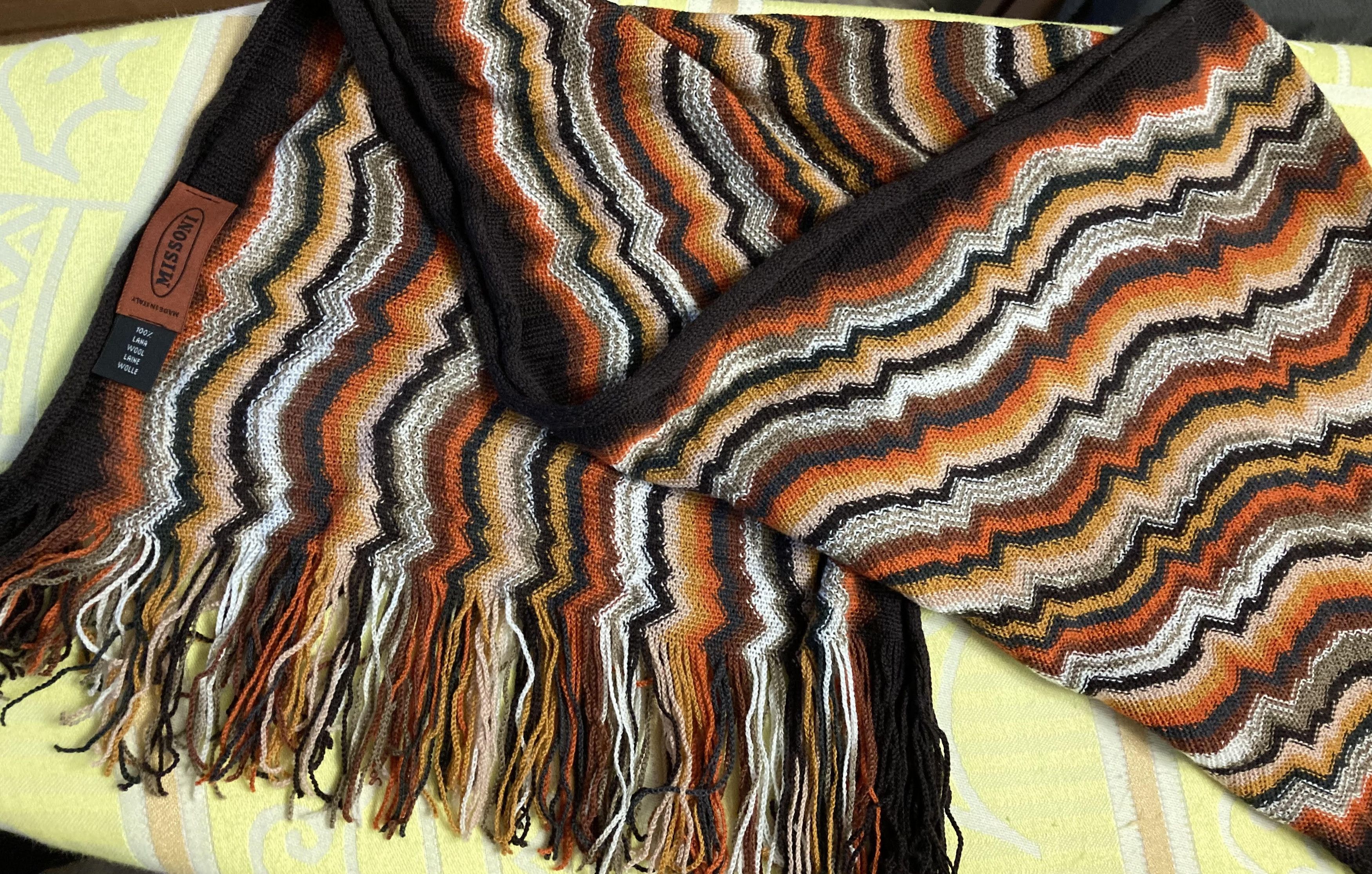 Missoni Missoni Zig Zag Wave Fine Knit Fringe Scarf Art Streetwear Size ONE SIZE - 6 Thumbnail