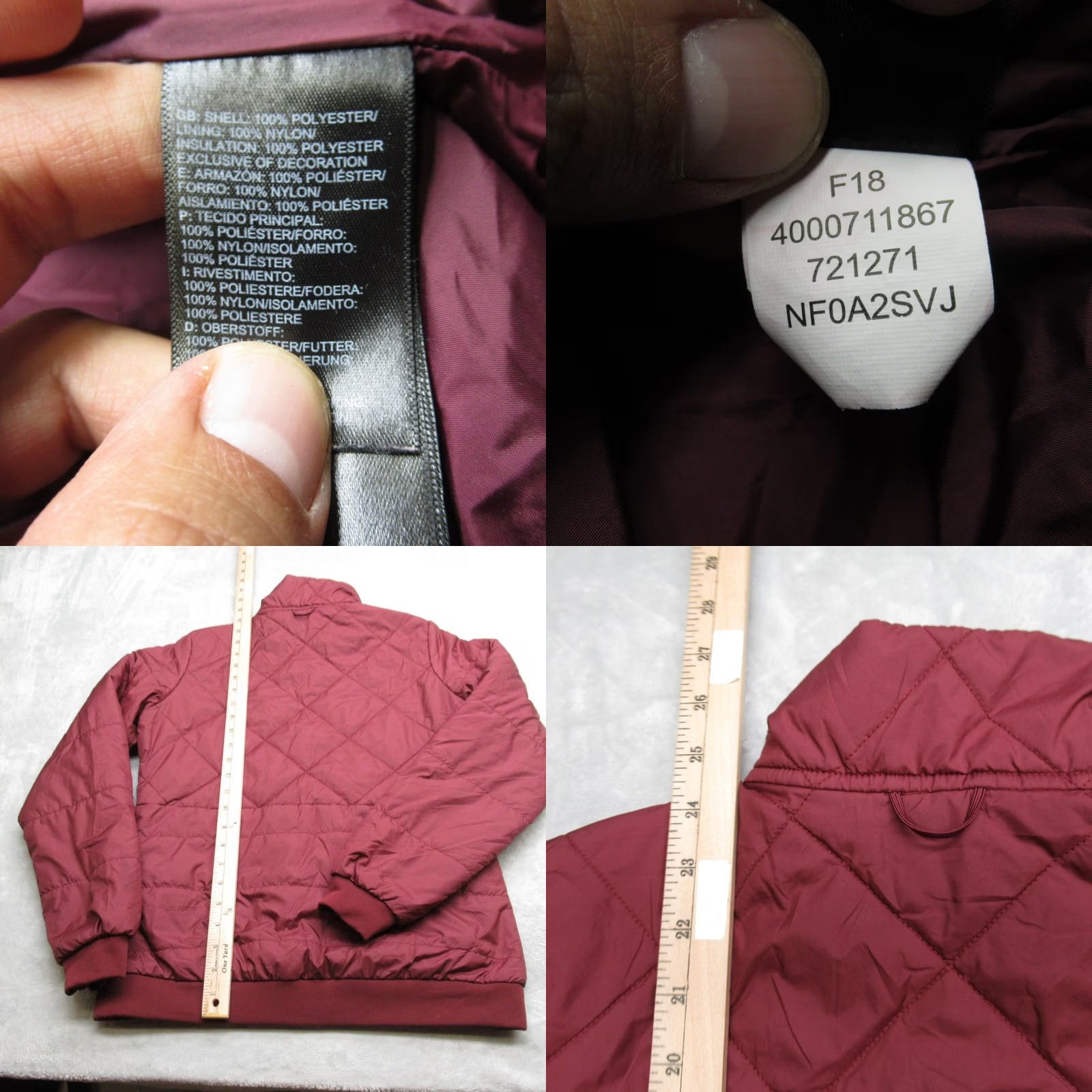 The North Face The North Face Jacket Womens Burgundy Quilted Puffer Lightweight Pack S Red Zip Size S / US 4 / IT 40 - 8 Thumbnail