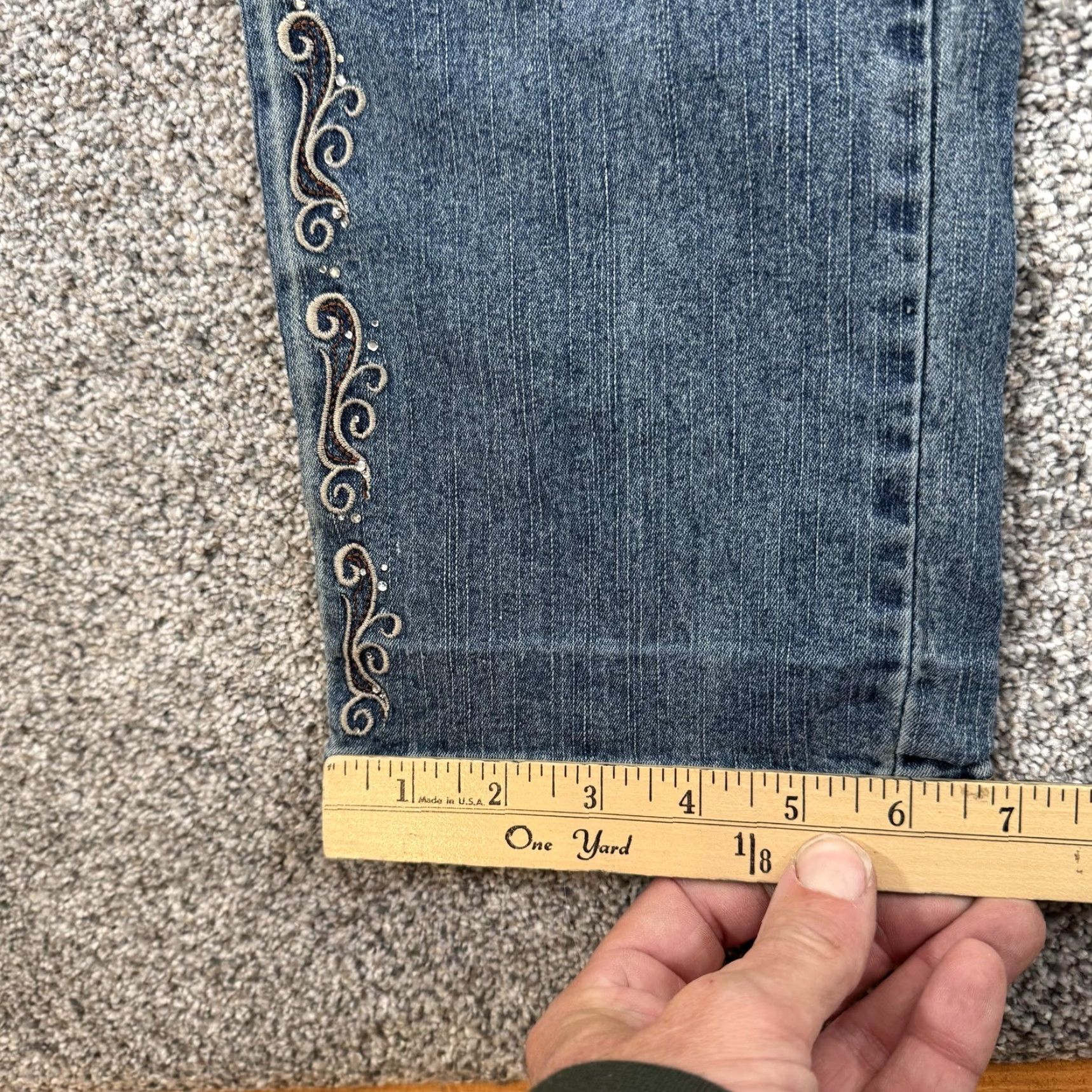 Cos COS Jeans Womens 8 Blue Denim Straight Leg Embroidered Side Trim Studded Jeans Women Size 30" / US 8 / IT 44 - 3 Thumbnail