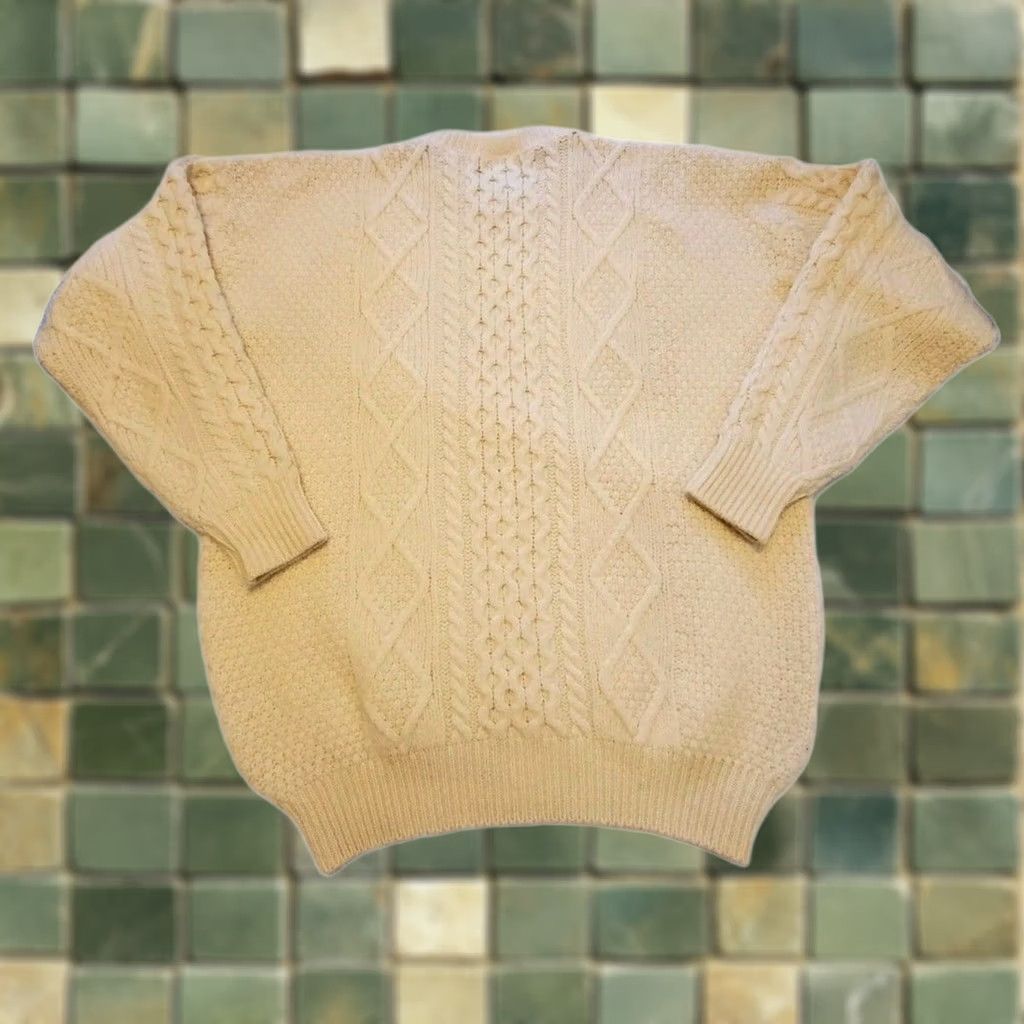 Vintage VINTAGE LL Bean Sweater Mens XL Long Crew Neck Wool Cable Knit Fisherman 90s 80s USA Hand Wash Only Size US XL / EU 56 / 4 - 1 Thumbnail