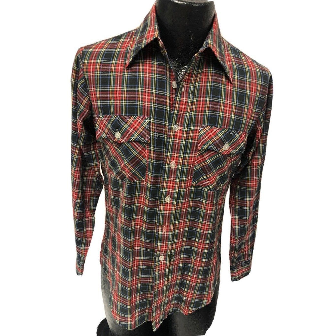Vtg YoungBloods Red Plaid ULTRA THIN MoD Rockabilly Shirt