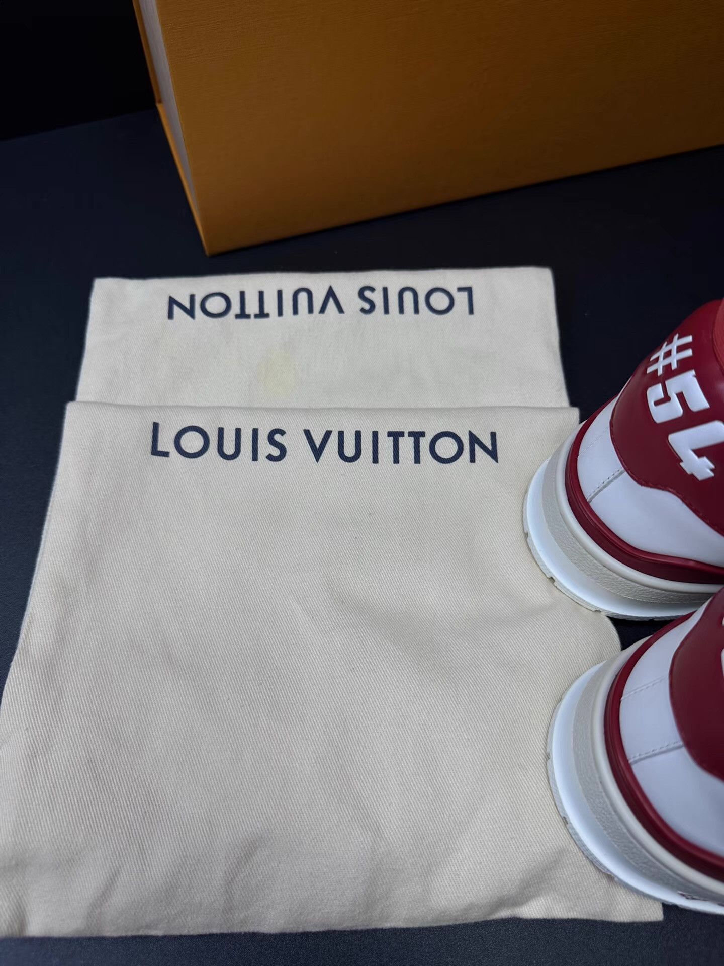 Louis Vuitton Louis Vuitton Trainer Red & White Ｑ20 Size US 8.5 / EU 41-42 - 3 Thumbnail
