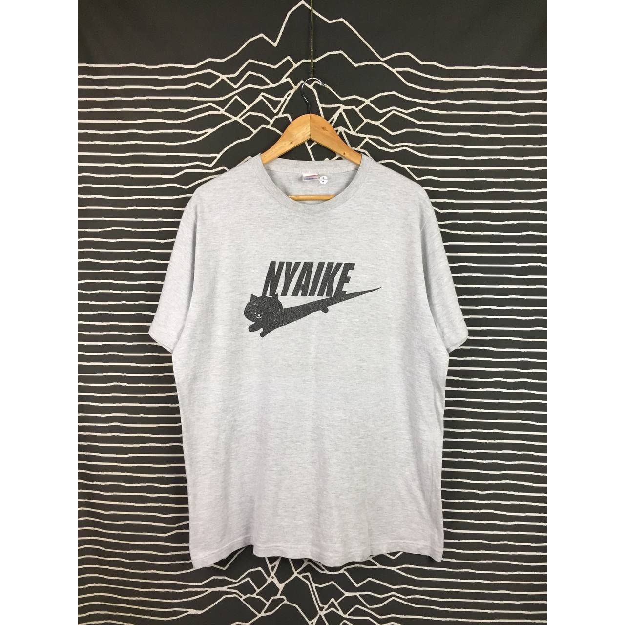 Japanese Brand × Vintage NYAIKE Cat Logo Nike Swoosh Parody Funny Tee Size XL Size US XL / EU 56 / 4 - 2 Thumbnail