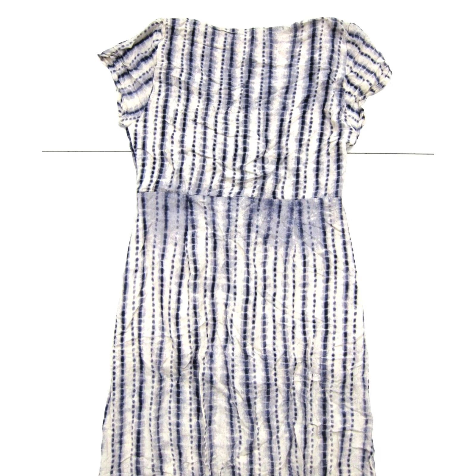 Vintage Honey Punch Maxi Dress Blue Ivory Tie Dye Button Short Sleeve L Vintage Kaftan Mid-Length Dress L Girls Mens Womens Size 36" / US 14 / IT 50 - 4 Thumbnail