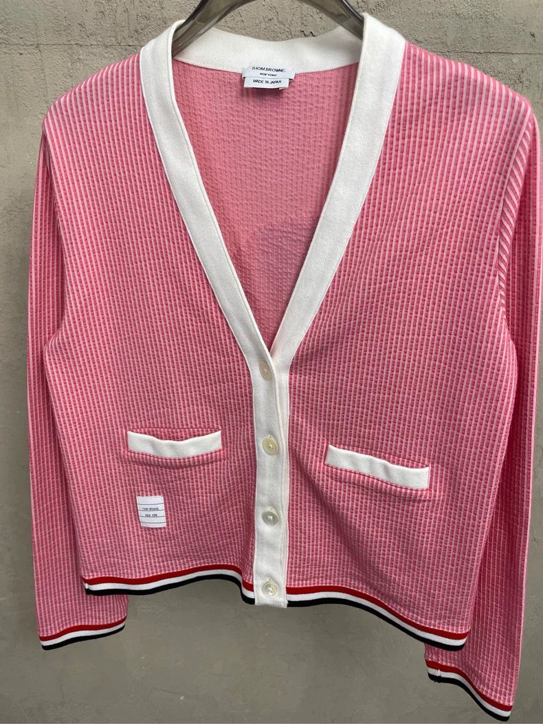 Thom Browne Thom browne Pink and white striped back sequin badminton ca Size S / US 4 / IT 40 - 3 Thumbnail