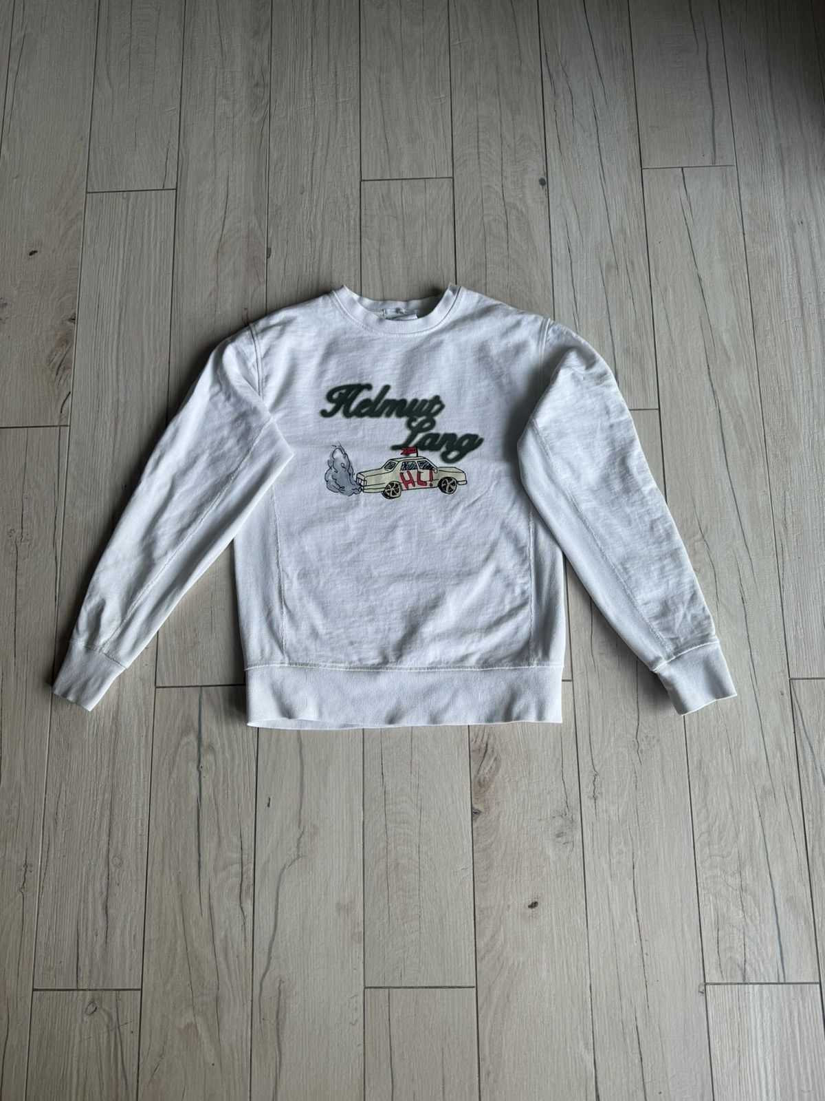 Helmut Lang × Saintwoods Helmut Lang X Saintwoods Taxi Logo White Sweatshirt Size US S / EU 44-46 / 1 - 1 Thumbnail