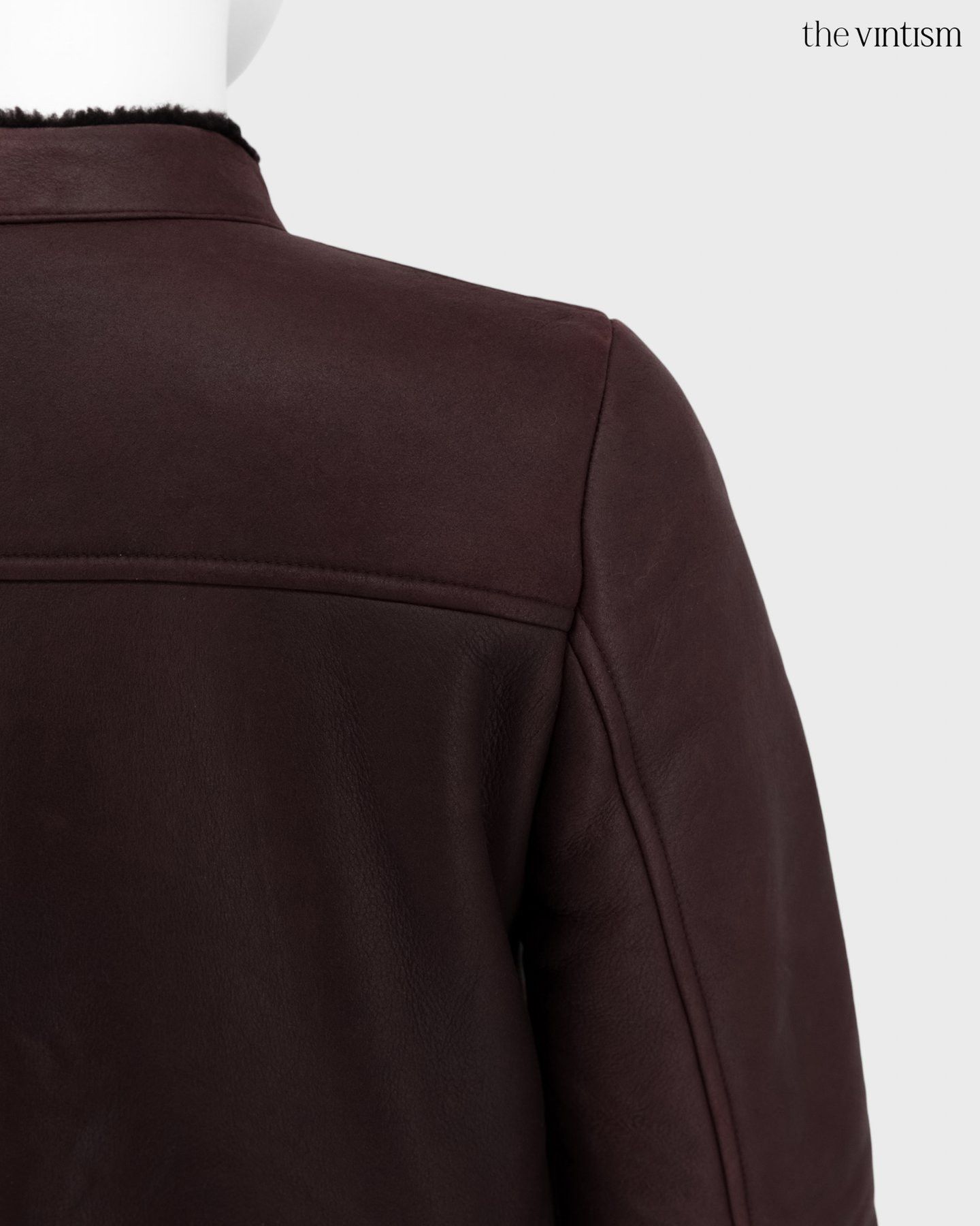 Joseph Joseph Burgundy Real Lamb Shearling Biker Jacket FR 38 S/M Size S / US 4 / IT 40 - 8 Thumbnail
