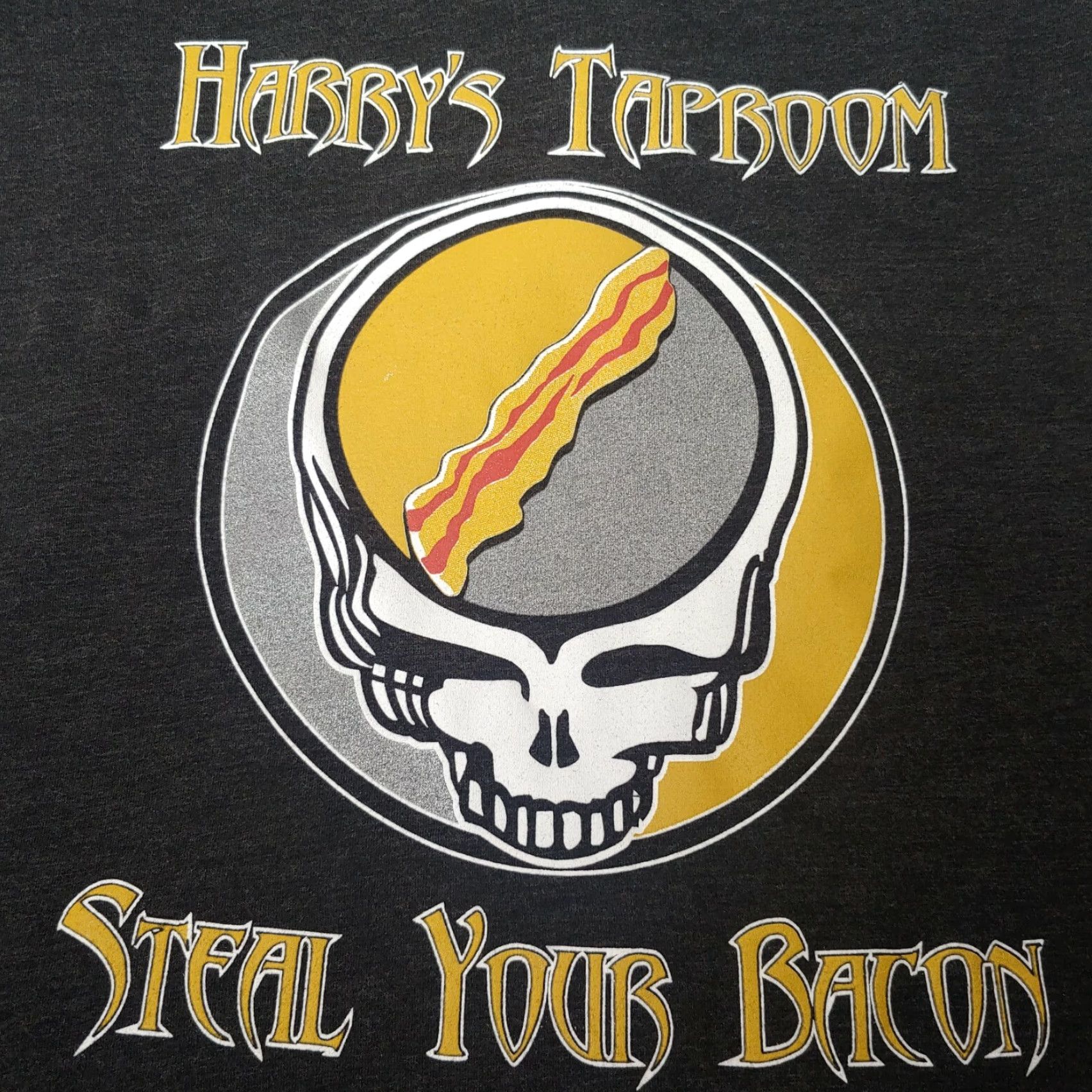 Bell Harrys Taproom Grateful Dead Steal Your Bacon T Shirt Womens S Gray Cap Sleeve V-Neck Bella Size S / US 4 / IT 40 - 3 Thumbnail