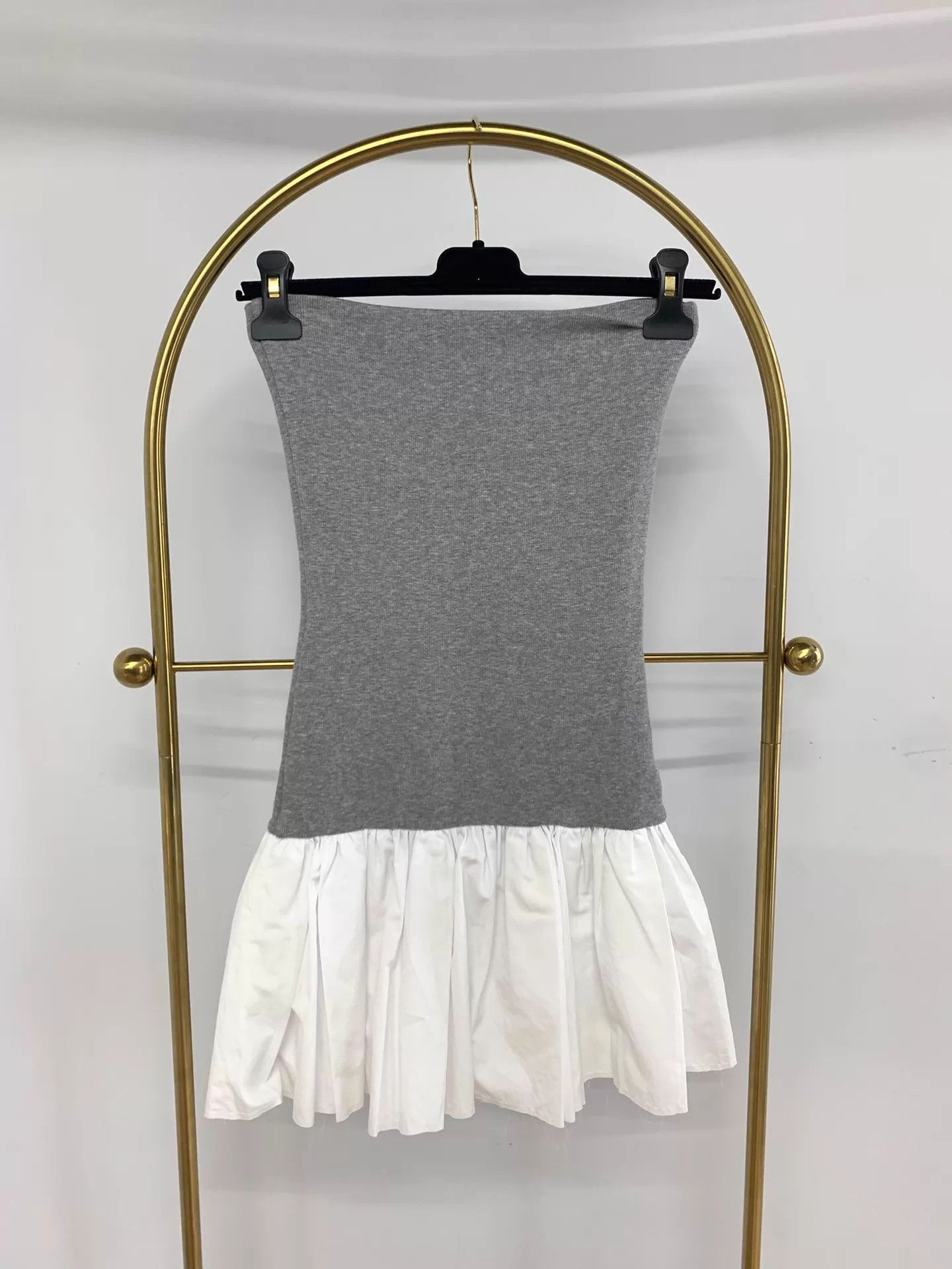 Miu Miu MIU MIU gray knit panelled white bustier dress 40 Size S / US 4 / IT 40 - 3 Thumbnail