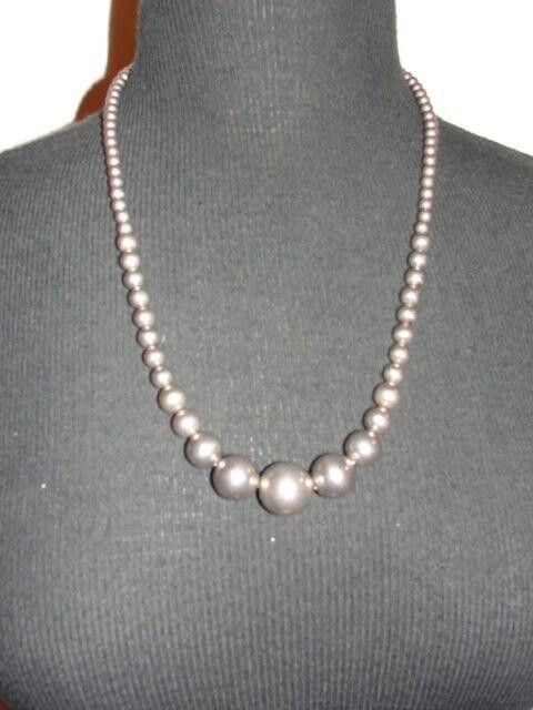 Designer Sterling Silver Round Graduated Bead Necklace Size ONE SIZE - 1 Thumbnail