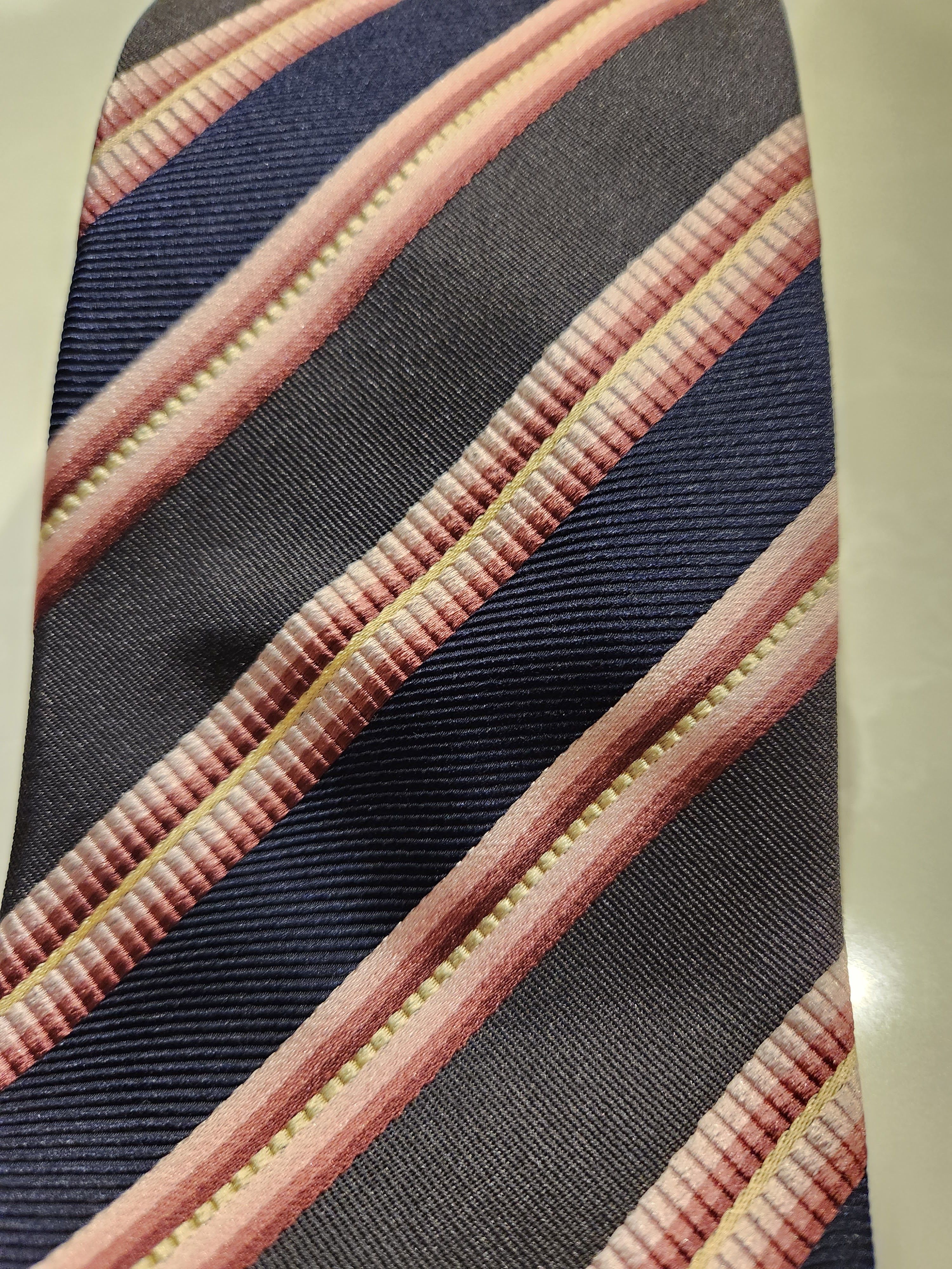 Pal Zileri 100% Silk Navy Blue / Pink Striped Neck Tie Size ONE SIZE - 2 Thumbnail