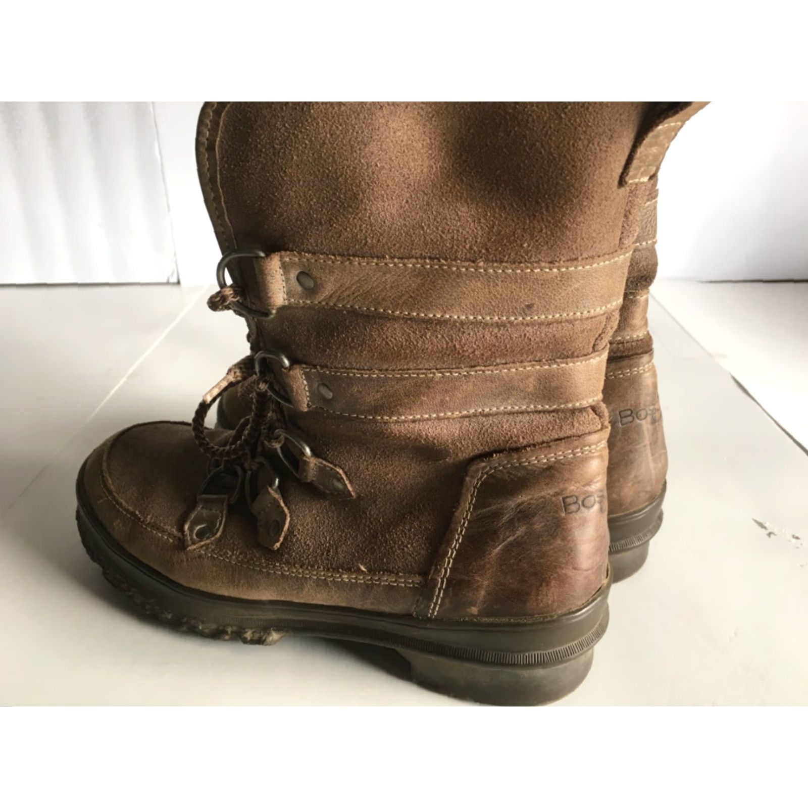Vintage Bos & Co Boots 39 Lace Up Zip Leather Wool Lined Brown Mitchell Women Mid-Calf Block Heel US 9 EU 39 Vintage No Size US 9 / IT 39 - 4 Thumbnail