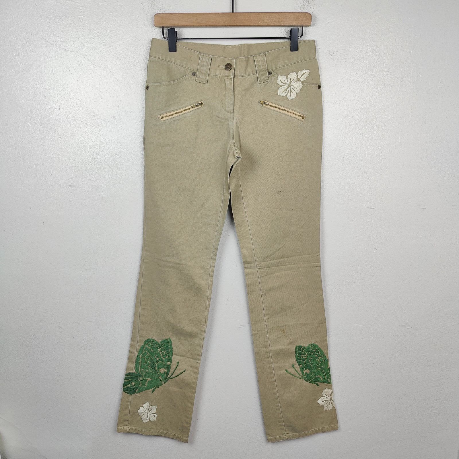 Other Vintage Y2K Aldo Gianne Embroidered Pants Womens Medium Tan Size 29" - 1 Thumbnail