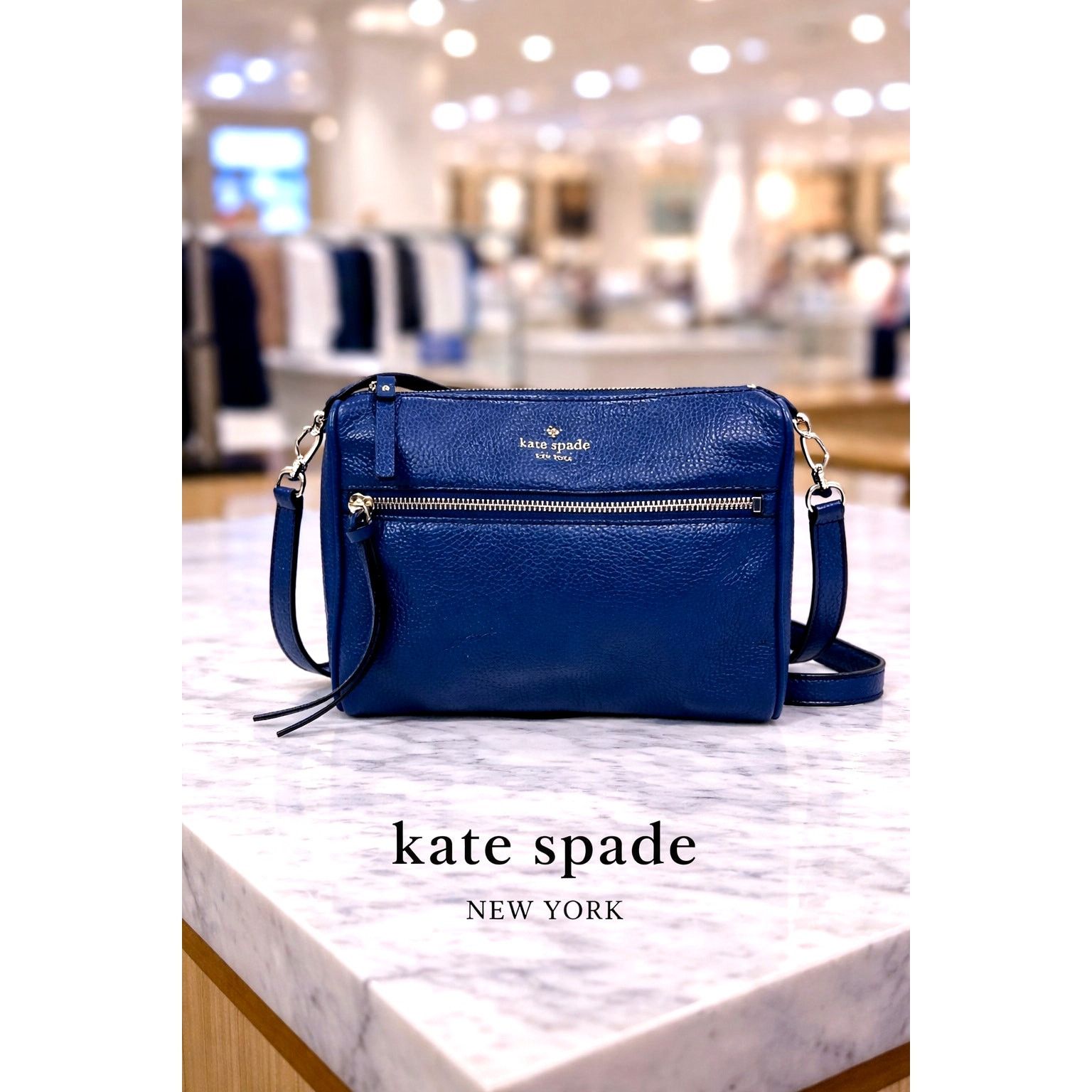 Kate Spade Kate Spade Pebbled Leather Top Zip Crossbody Sapphire Size ONE SIZE - 1 Thumbnail