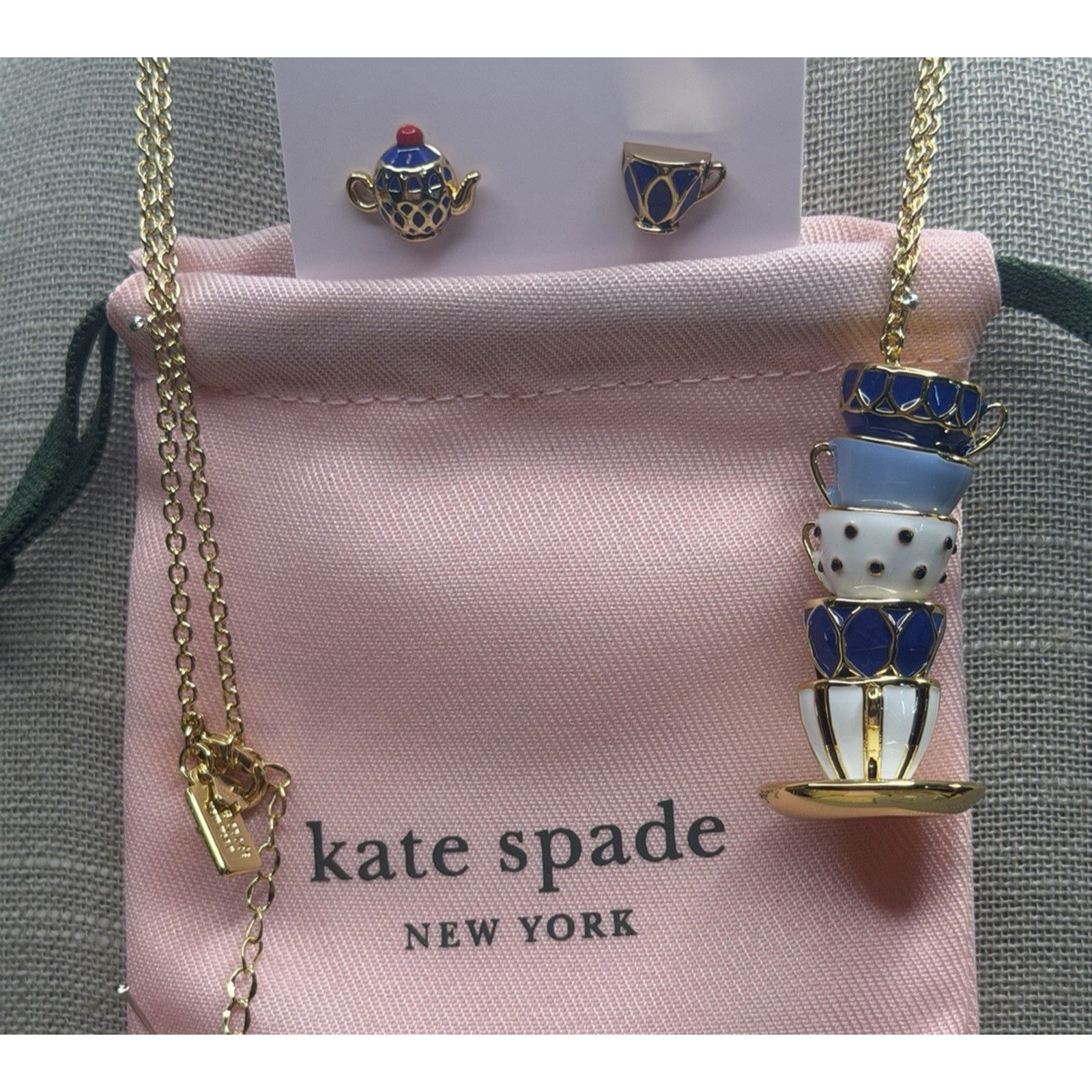 Kate Spade Kate Spade NY Tea Time Necklace Earrings Set Teacup Teapot Size ONE SIZE - 16 Thumbnail