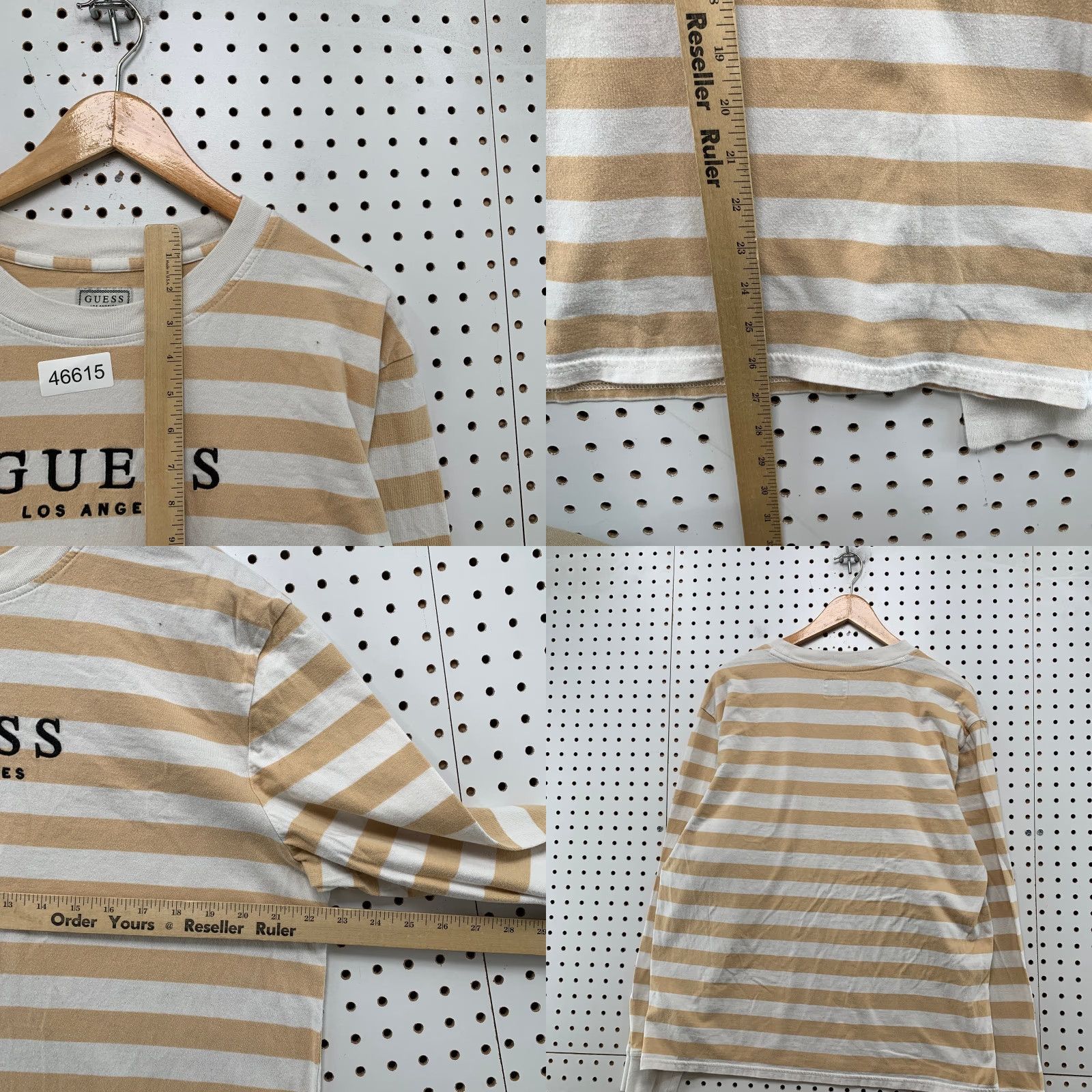 Guess VINTAGE GUESS Shirt Mens Large Beige Los Angeles Striped Long Sleeve Size US L / EU 52-54 / 3 - 8 Thumbnail