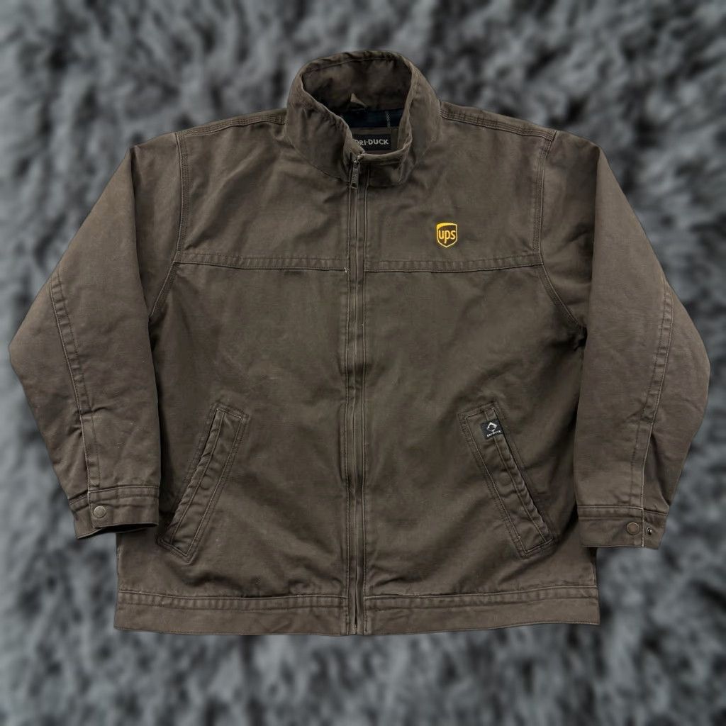 Vintage DRI DUCK Jacket Mens XL Brown Canvas Lined Cotton Zip Workwear Outdoor Size US XL / EU 56 / 4 - 1 Thumbnail