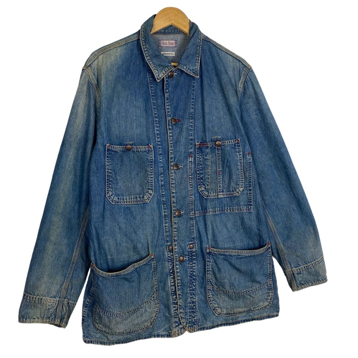 Blue Blue Japan Vintage BLUE BLUE ARIGATO Denim Chore Jacket Size US M / EU 48-50 / 2 - 2 Thumbnail