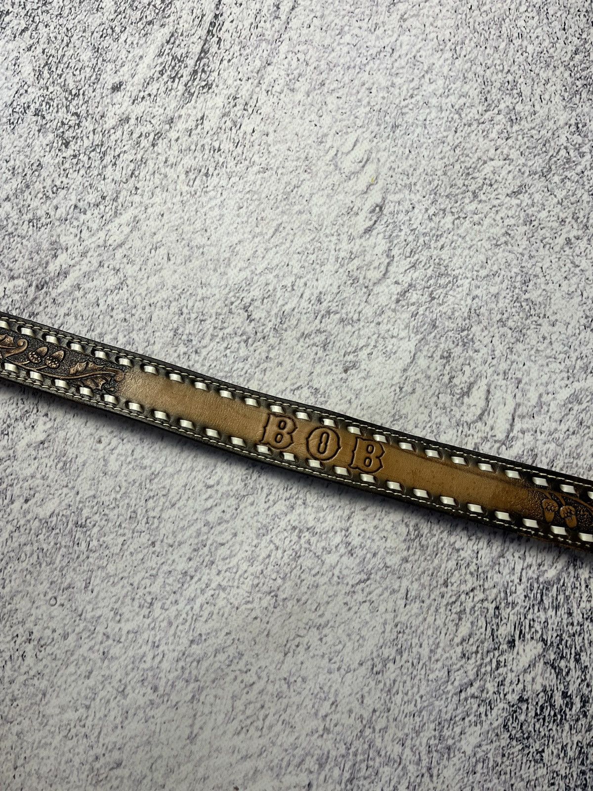 Leather Men’s Vintage Leather Belt Y2K Size ONE SIZE - 18 Thumbnail